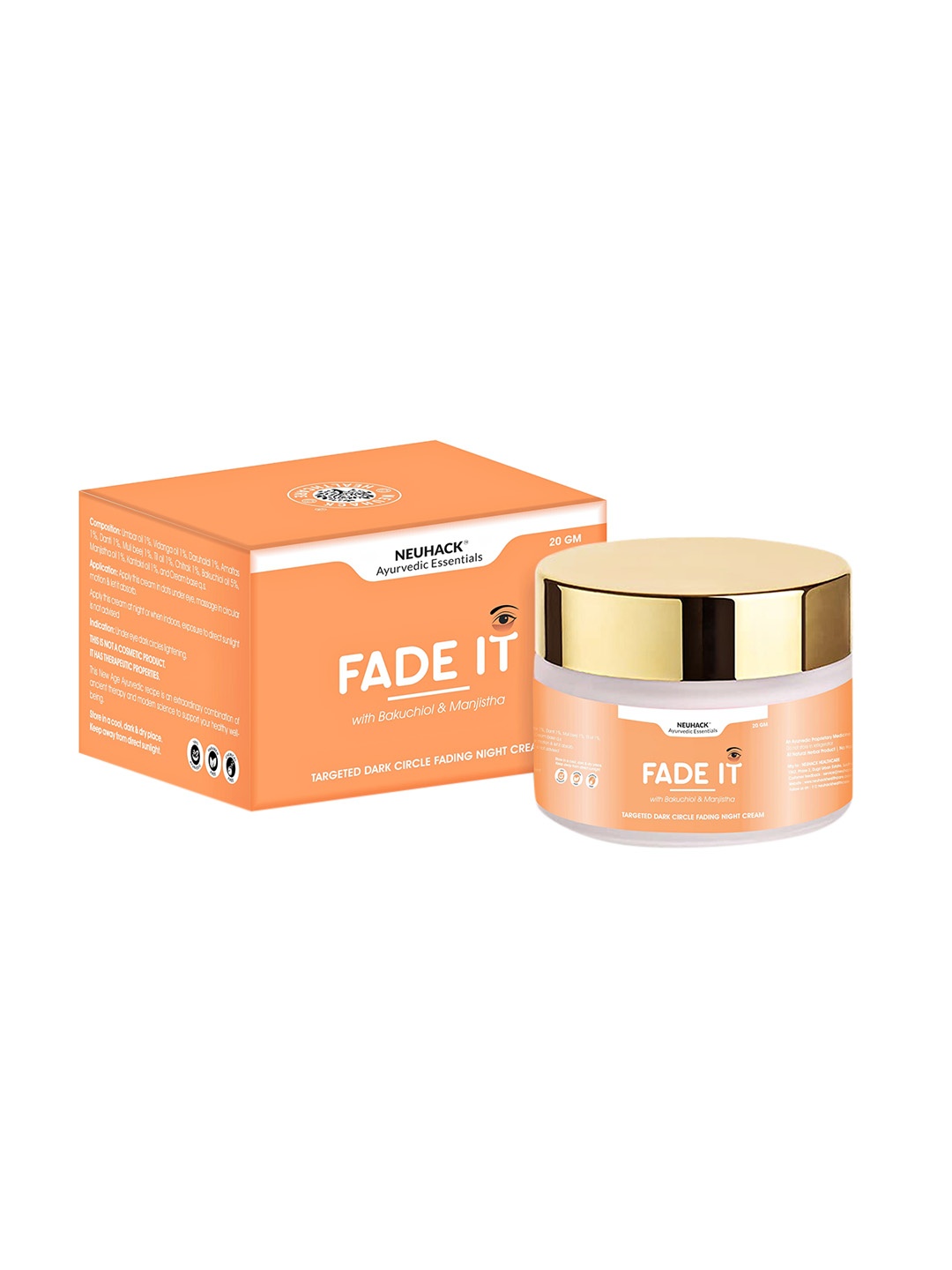 Neuhack Fade It Under Eye Night Cream with Bakuchiol & Manjistha - 20 g, Orange
Neuhack Fade It Under Eye Night Cream with Bakuchiol & Manjistha - 20 g, Orange