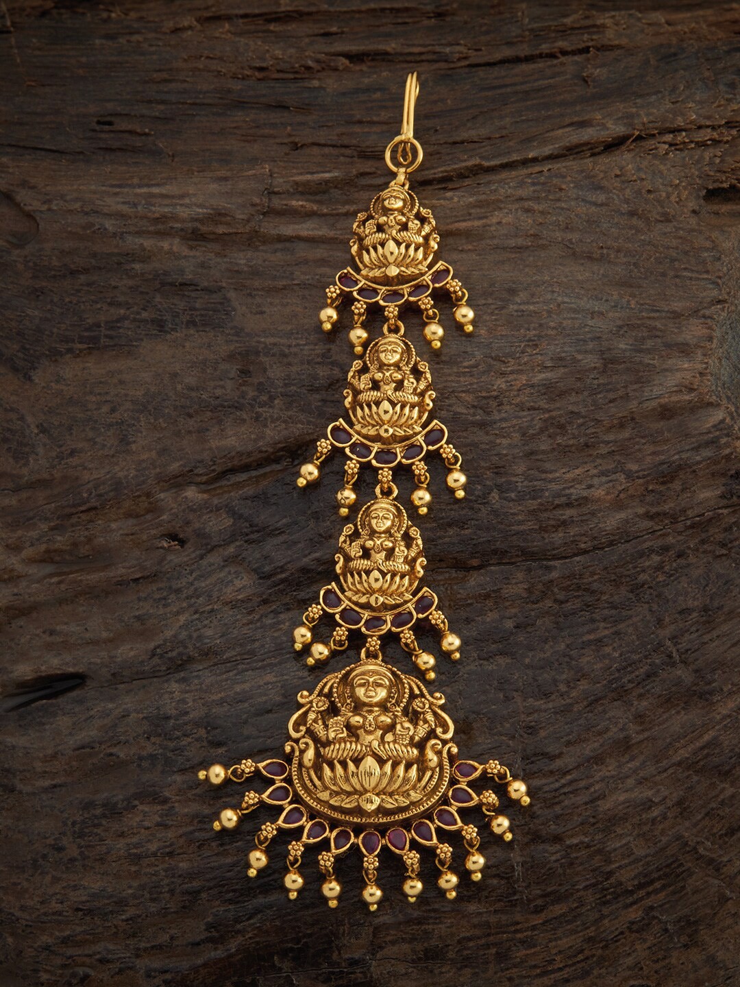 Kushal's Fashion Jewellery Gold-Plated Red Stone-Studded & Beaded Antique Mang Tikka
Kushal's Fashion Jewellery Gold-Plated Red Stone-Studded & Beaded Antique Mang Tikka