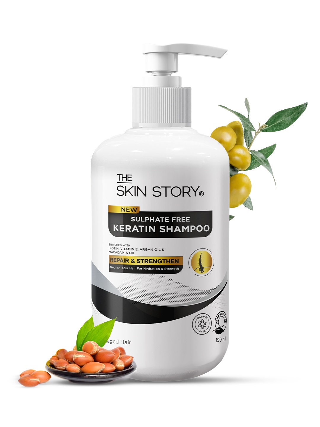 THE SKIN STORY Sulfate Free Keratin Shampoo for Soft & Frizz Free Hair - 190ml, White
THE SKIN STORY Sulfate Free Keratin Shampoo for Soft & Frizz Free Hair - 190ml, White
