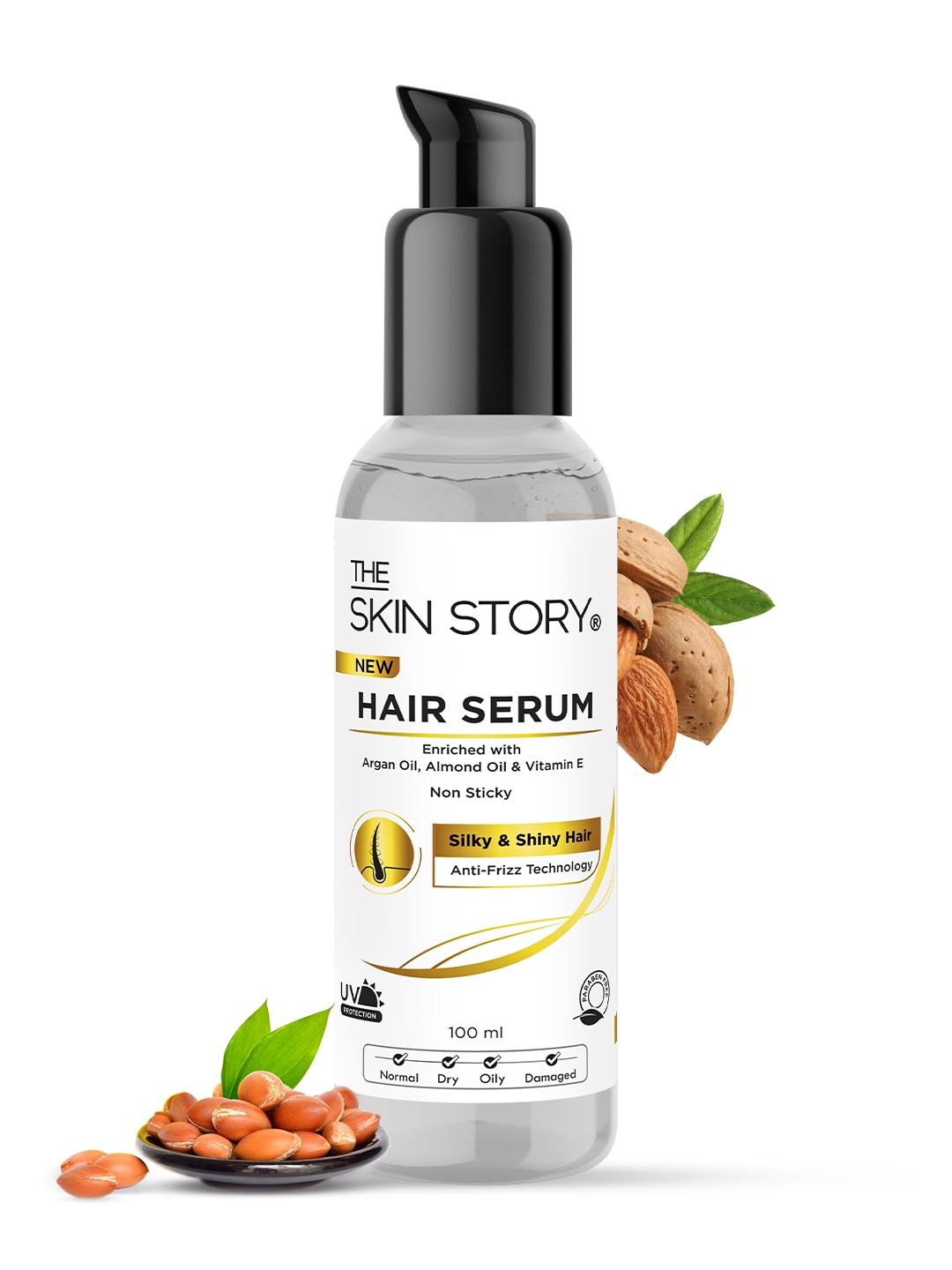 THE SKIN STORY Anti-Frizz & UV Protection Hair Serum with Argan Oil & Almond Oil - 100ml, Gold
THE SKIN STORY Anti-Frizz & UV Protection Hair Serum with Argan Oil & Almond Oil - 100ml, Gold