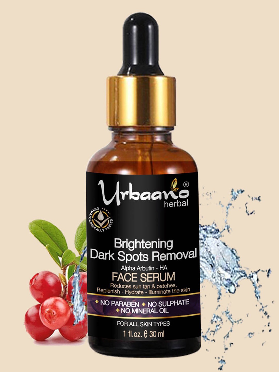Urbaano Herbal Brightening Dark Spots Removal Alpha Arbutin - HA Face Serum - 30ml, Black
Urbaano Herbal Brightening Dark Spots Removal Alpha Arbutin - HA Face Serum - 30ml, Black