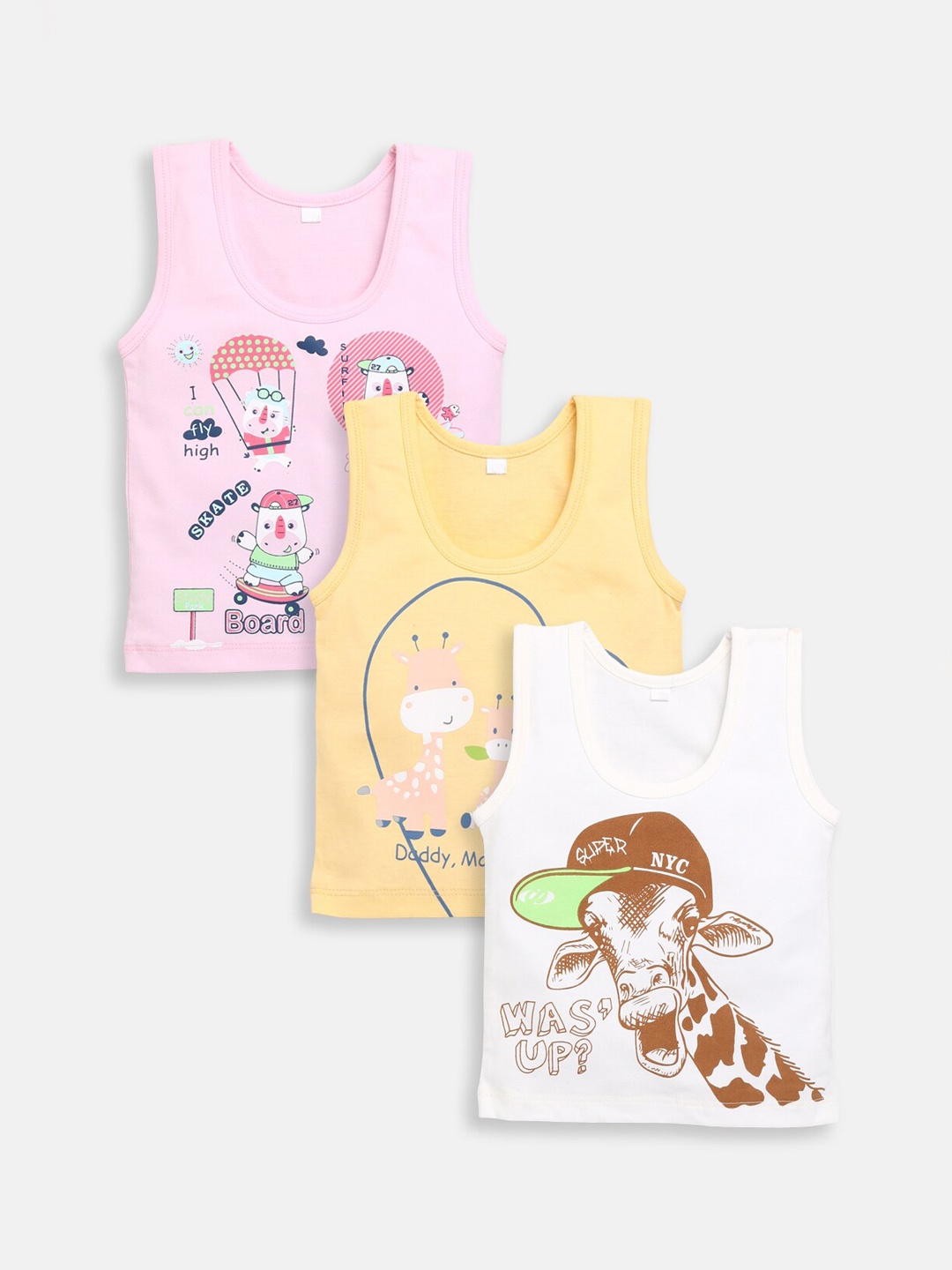 JBN Creation Infants Pack Of 3 White & Pink Graphic Printed Knitted Cotton Inner Vest
JBN Creation Infants Pack Of 3 White & Pink Graphic Printed Knitted Cotton Inner Vest
