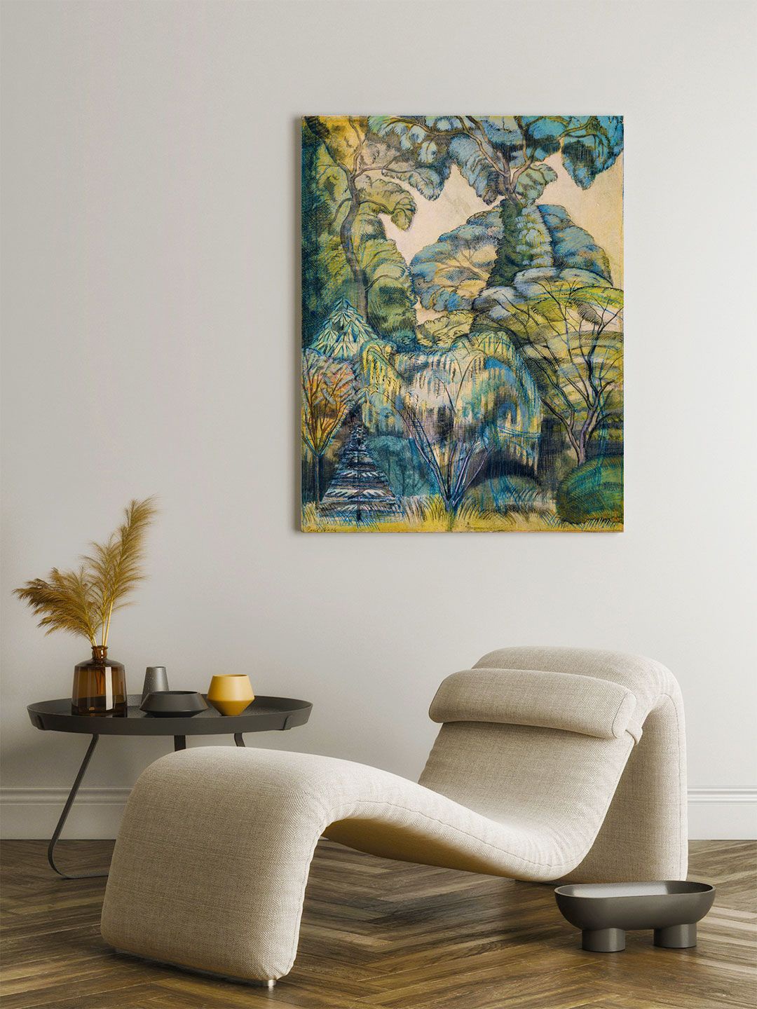 ARTSPACE Blue & Green Branch of Tree Painted Wall Art
