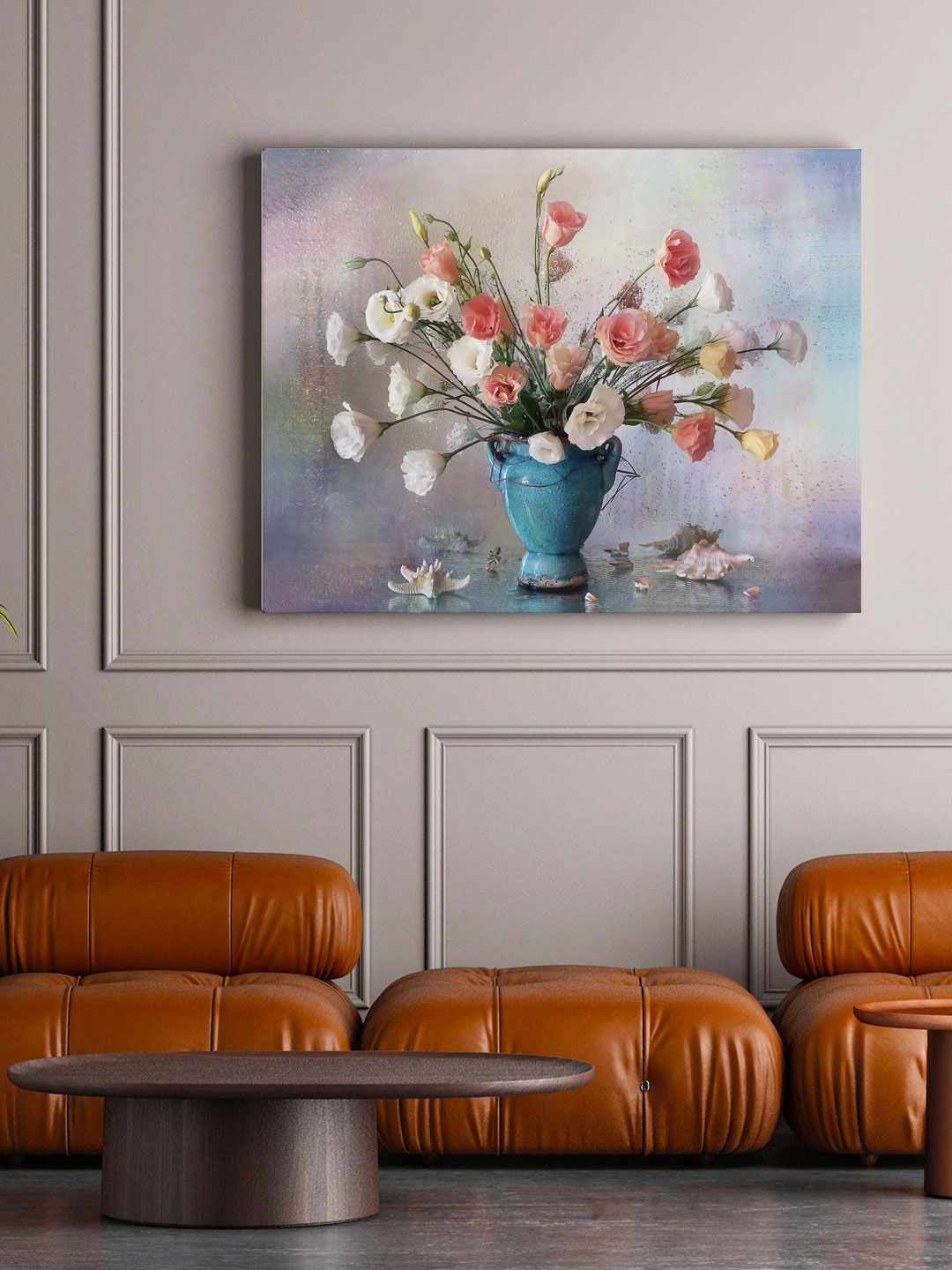 ARTSPACE Blue Roses Flower Bouquet Wall Painting