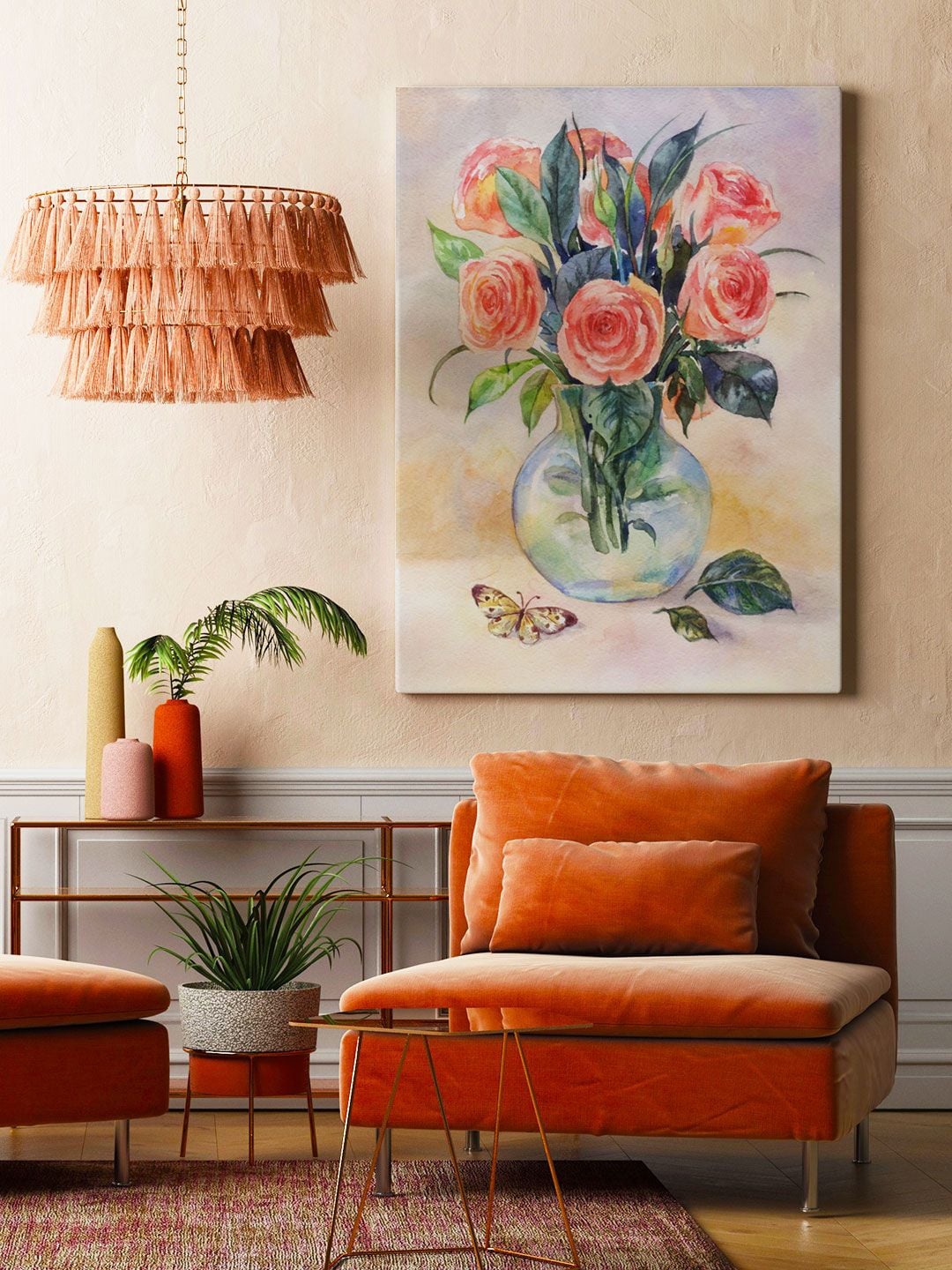 ARTSPACE Pink & Green Still life with roses in a glass vase with butterfly Canvas Wall Art
ARTSPACE Pink & Green Still life with roses in a glass vase with butterfly Canvas Wall Art