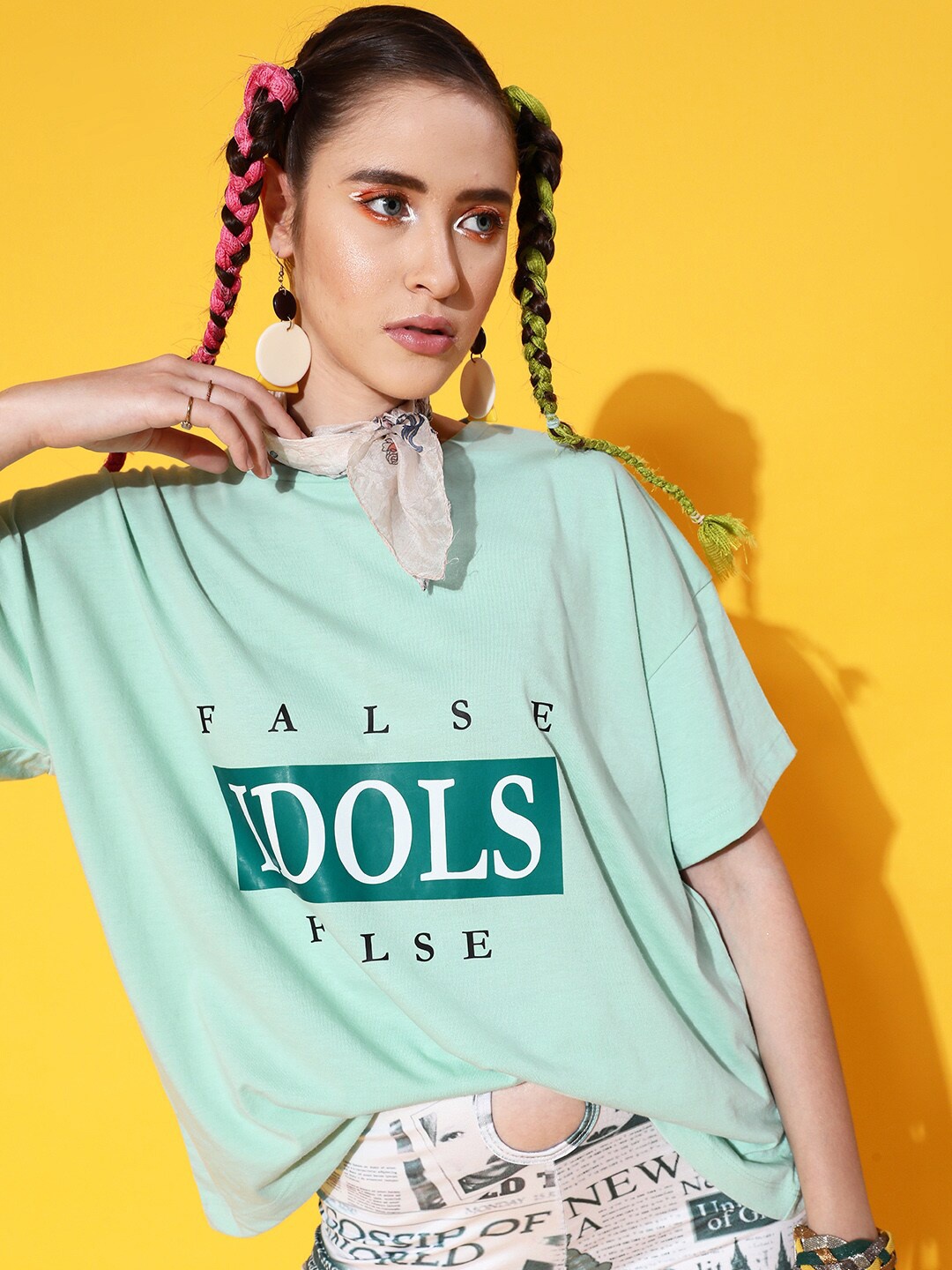 STREET 9 Women Sea Green Printed Cotton Drop-Shoulder Sleeves Bio Finish Oversized T-shirt
STREET 9 Women Sea Green Printed Cotton Drop-Shoulder Sleeves Bio Finish Oversized T-shirt