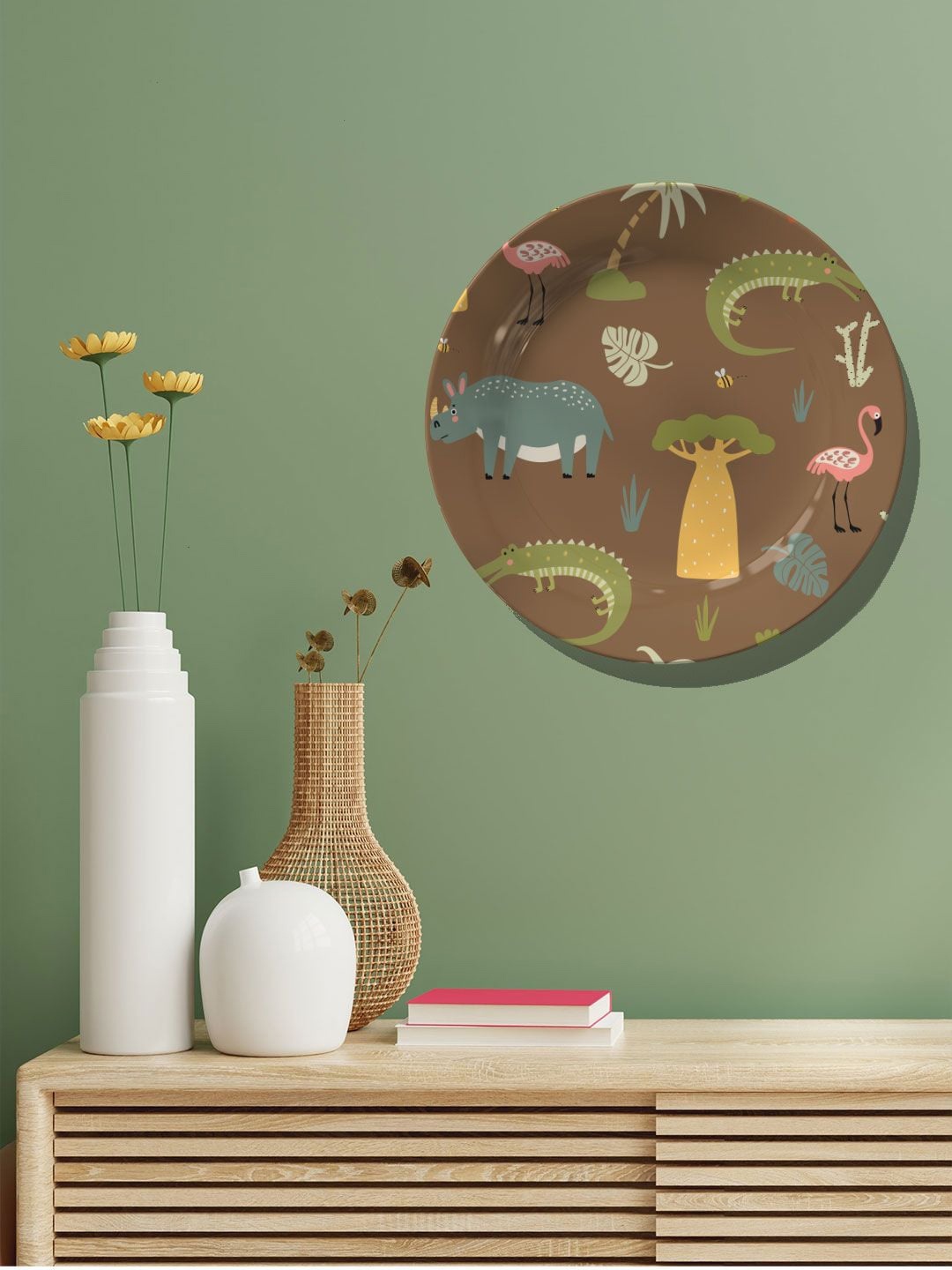 ARTSPACE Brown Zooolo Abstract Ceramic Wall Decor Plate