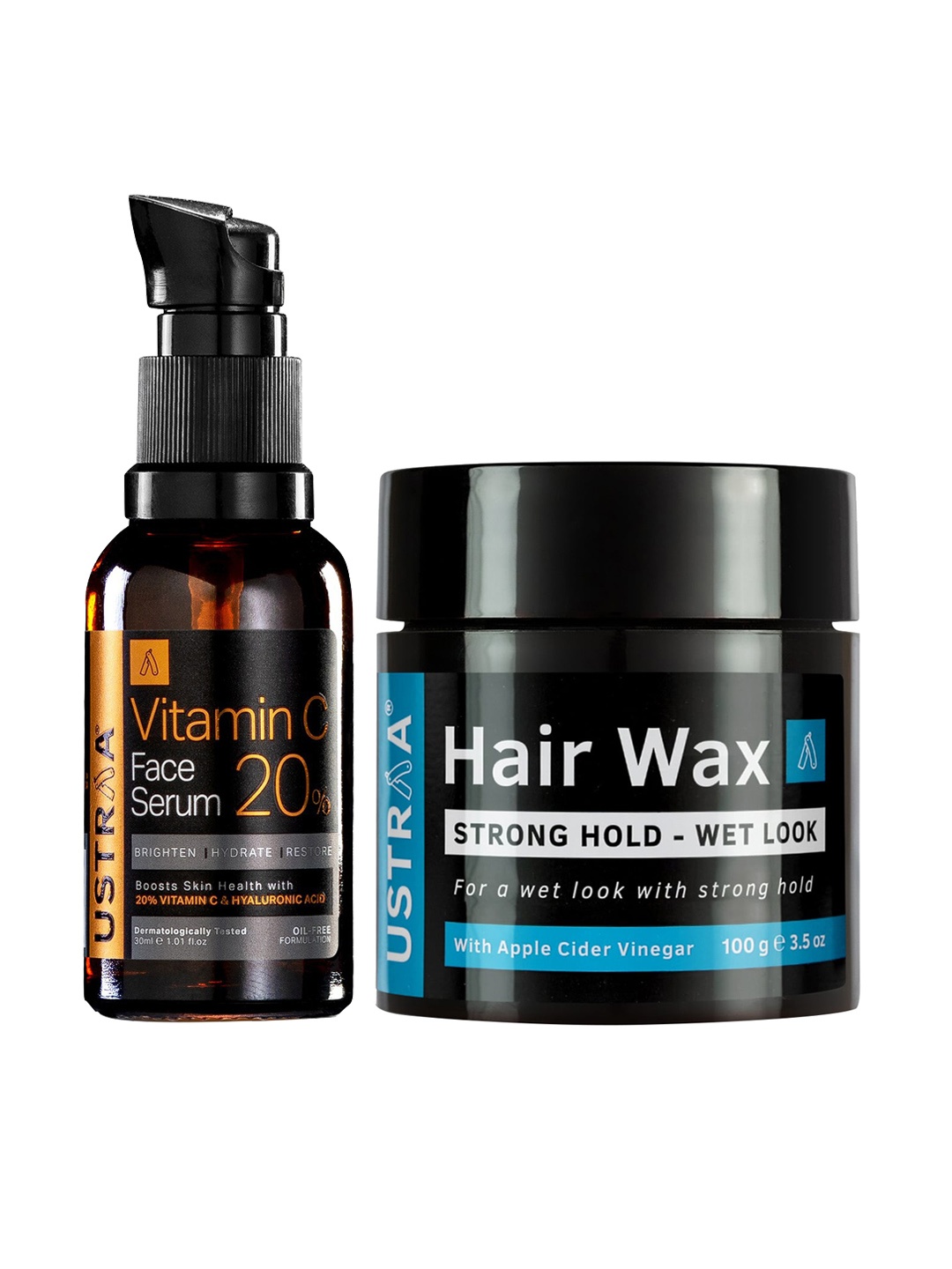 Ustraa Men Set of Vitamin C Face Serum 30ml & Strong Hold Hair Wax for Wet Look 100g, Black
Ustraa Men Set of Vitamin C Face Serum 30ml & Strong Hold Hair Wax for Wet Look 100g, Black