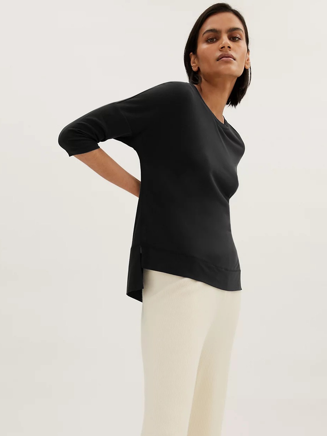 Marks & Spencer Black Solid Boxy Top