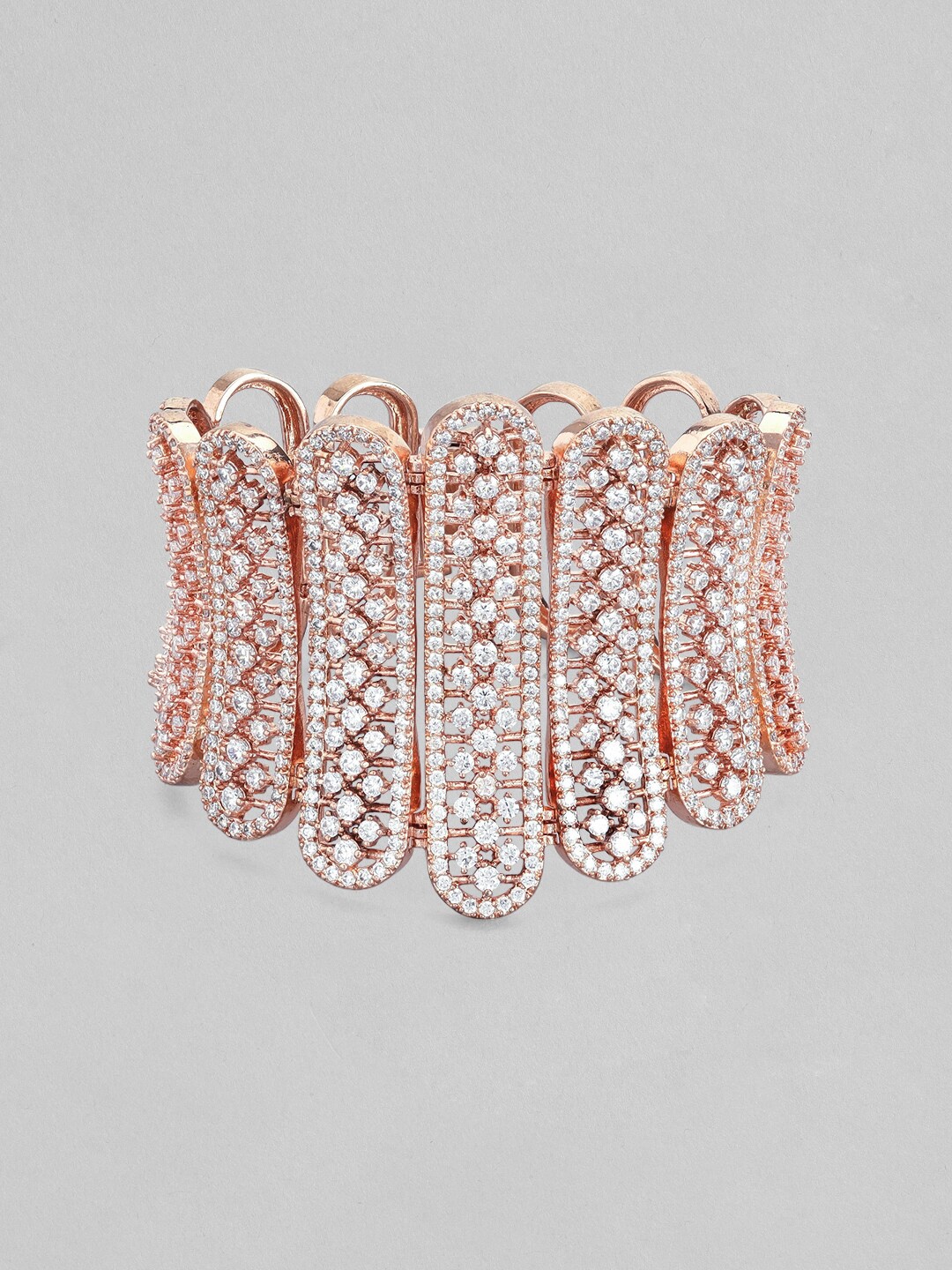 Rubans Women Rose Gold & White American Diamond Handcrafted Rose Gold-Plated Wraparound Bracelet
Rubans Women Rose Gold & White American Diamond Handcrafted Rose Gold-Plated Wraparound Bracelet