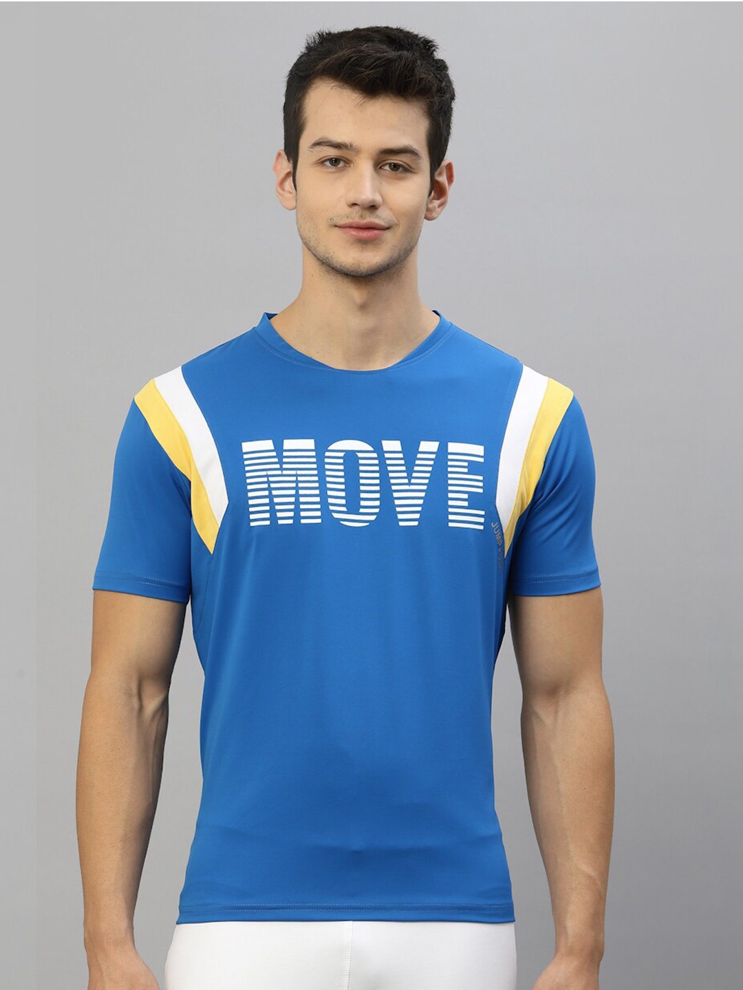 JUMP USA Men Blue Typography Printed T-shirt