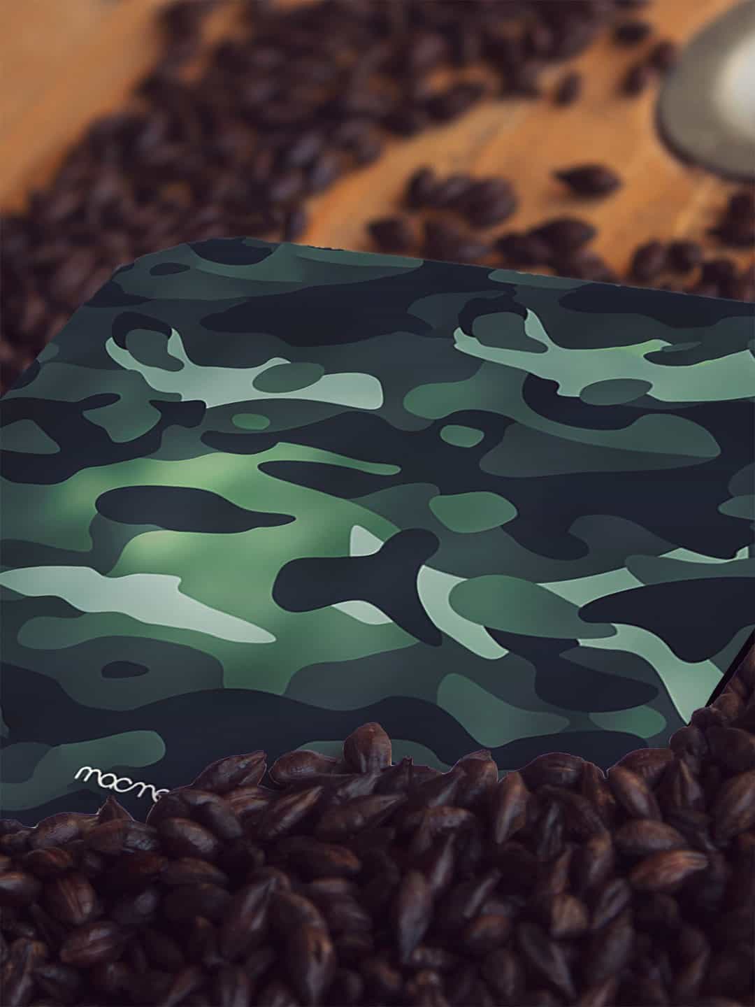 macmerise Set of 6 Green Black MDF Camouflage Printed Coasters
