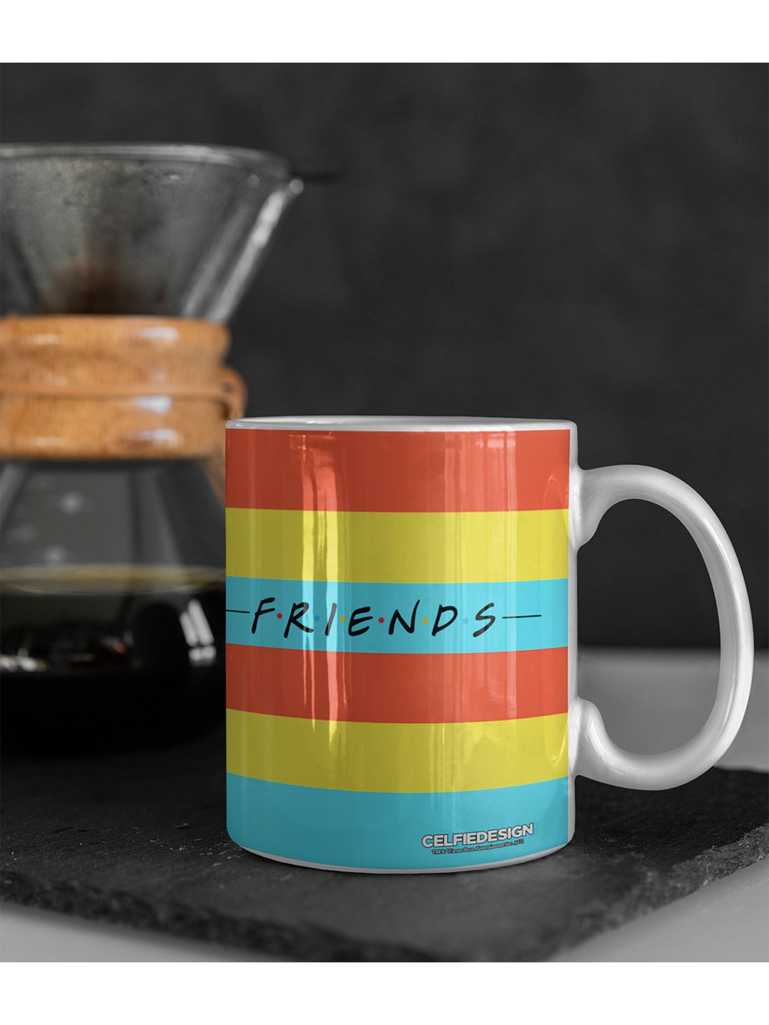 macmerise Yellow & Red Printed Ceramic Glossy Mug