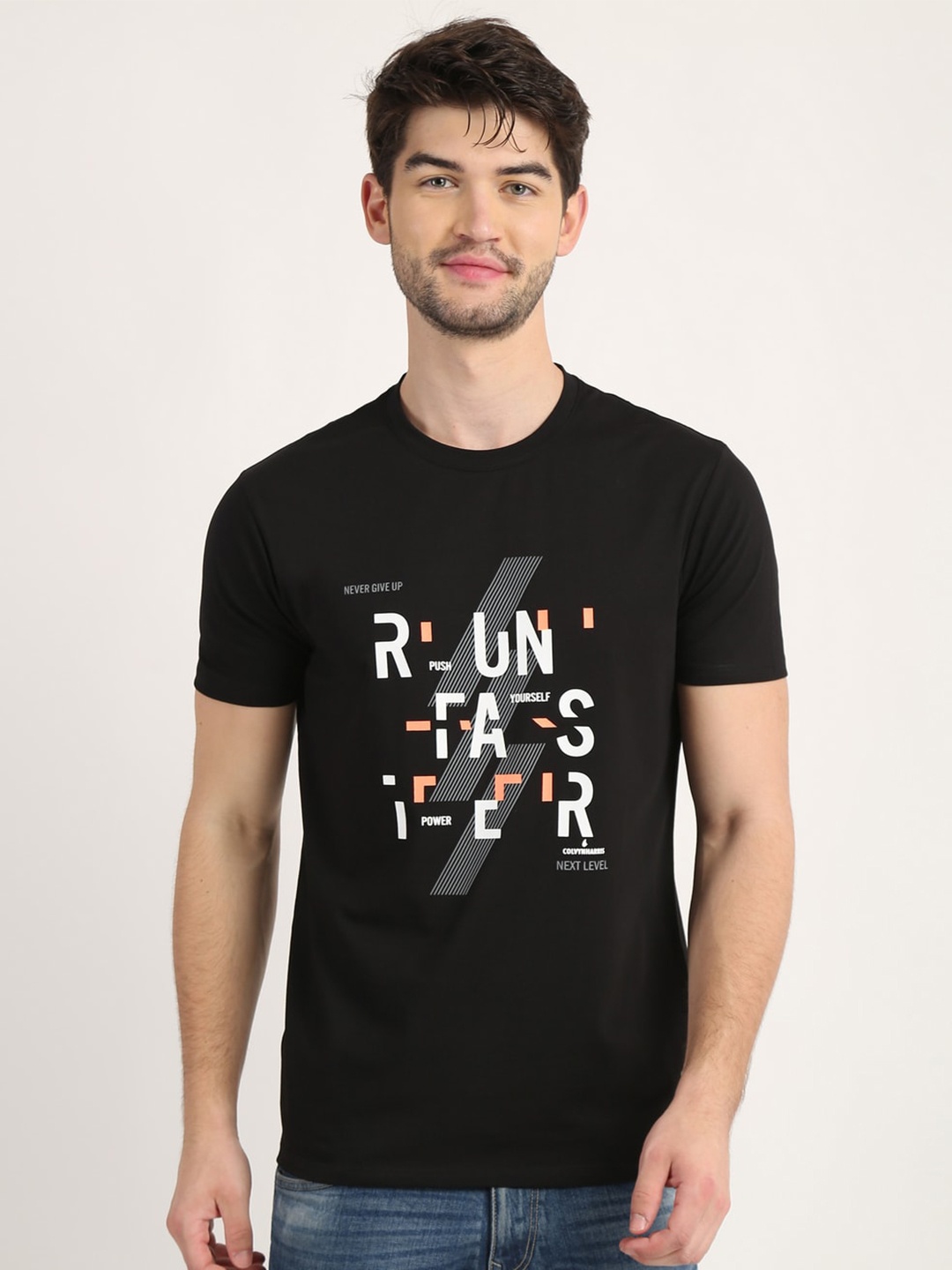 COLVYNHARRIS JEANS Men Black Printed Applique T-shirt