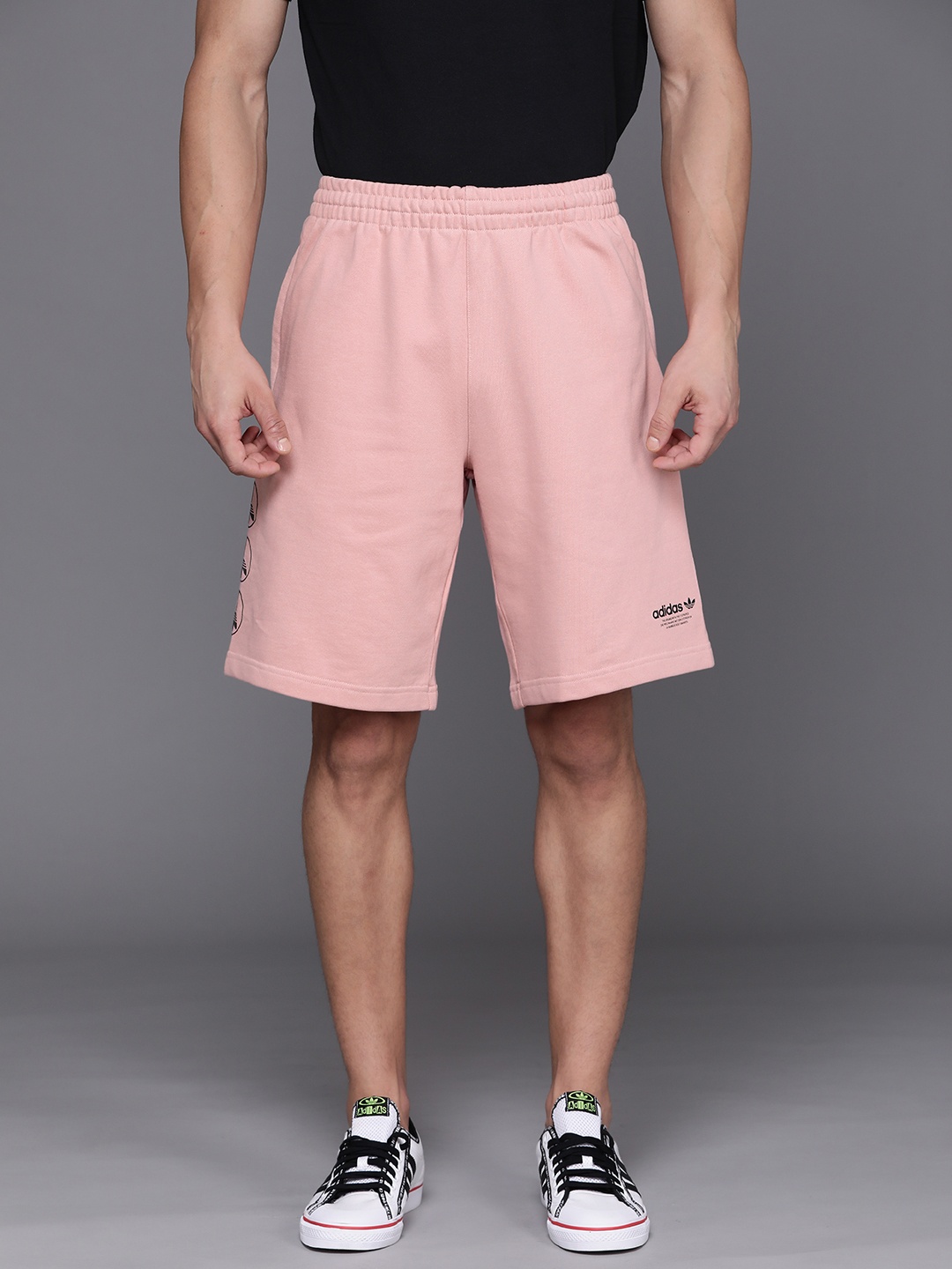 ADIDAS Originals Men Pink Pure Cotton GRAPHICS UNITED Sports Shorts