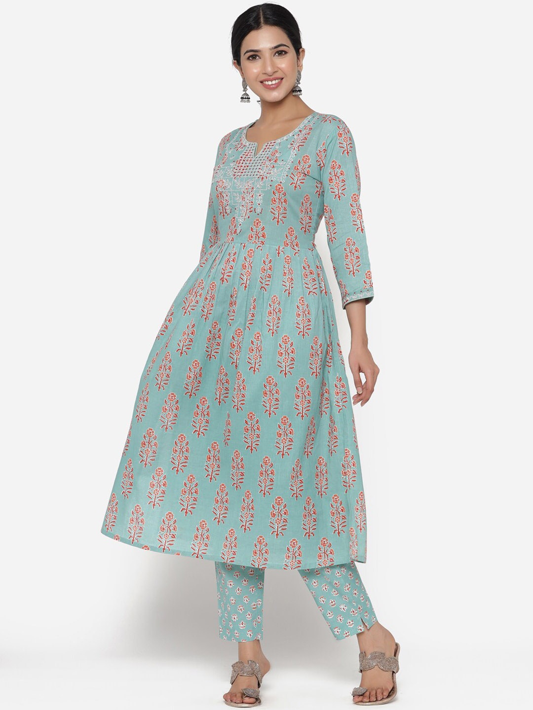 ETHNIC STREET Women Sea Green Ethnic Motifs Printed Pure Cotton Kurta with Trousers & With Dupatta
ETHNIC STREET Women Sea Green Ethnic Motifs Printed Pure Cotton Kurta with Trousers & With Dupatta