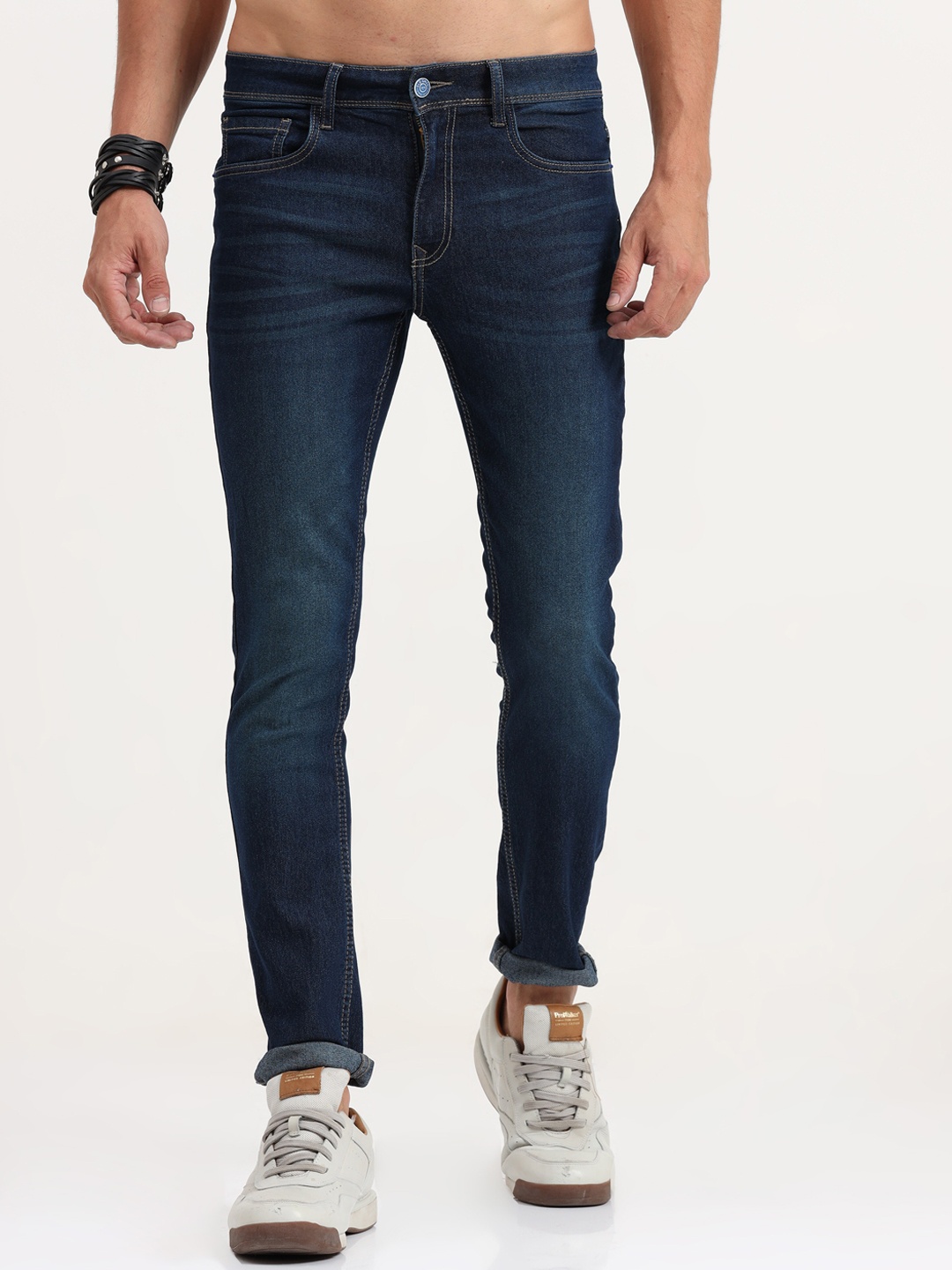 Old Grey Men Slim Fit Cotton Stretchable Jeans, Blue