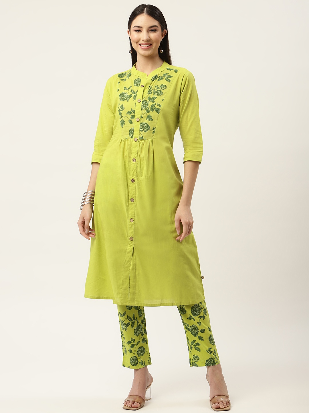 FABNEST Women Lime Green Ethnic Motifs Yoke Design Pure Cotton Kurta with Trousers
FABNEST Women Lime Green Ethnic Motifs Yoke Design Pure Cotton Kurta with Trousers