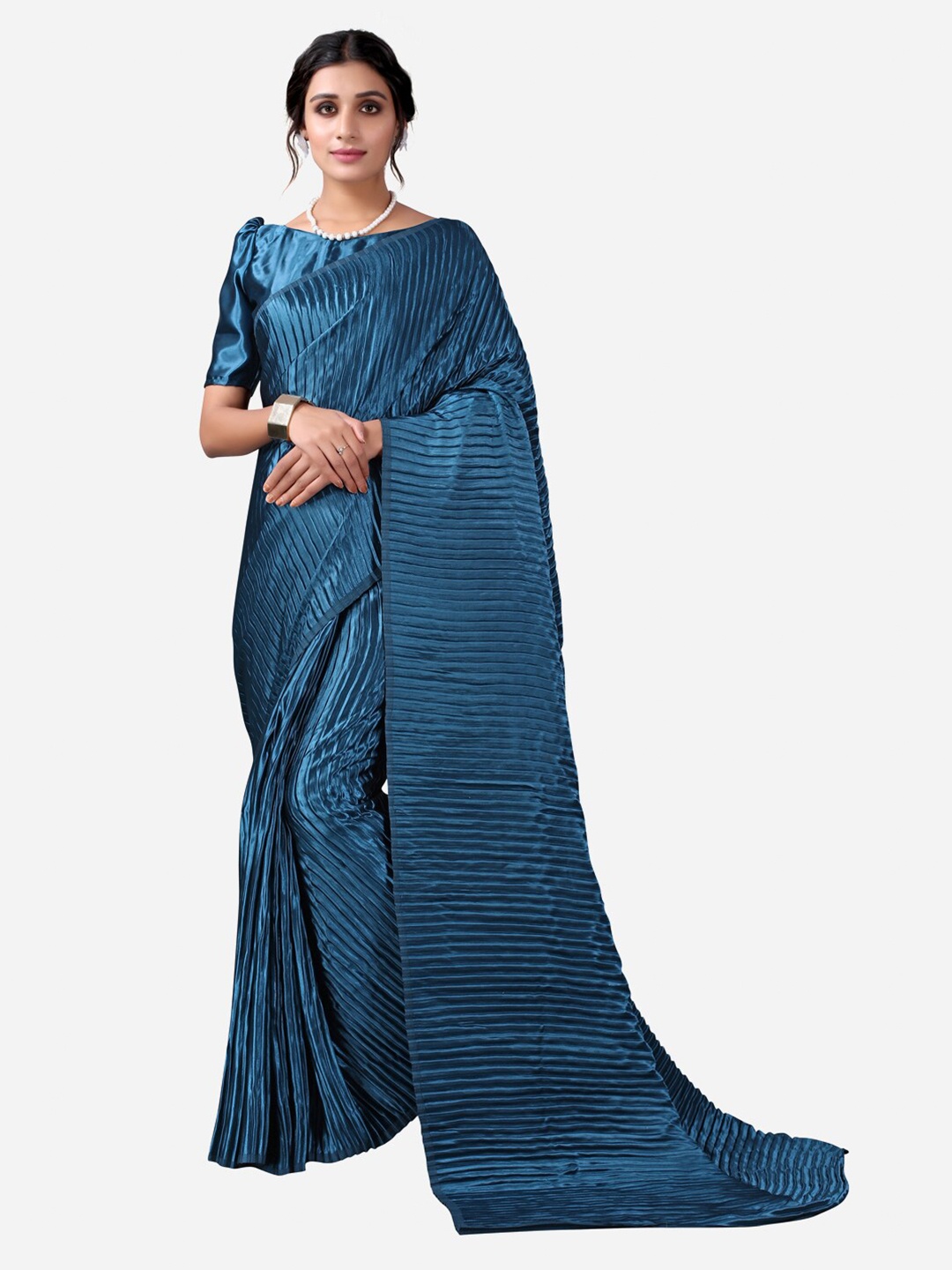 Satrani Teal Blue Art Silk Saree
