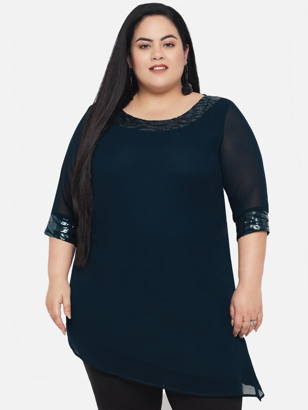 wild U Plus Size Green Georgette Top