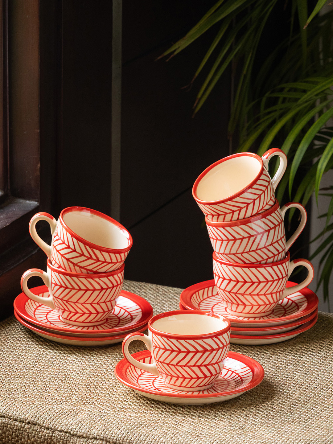 ExclusiveLane Handcrafted and Hand Painted Ceramic Glossy Cups and Saucers Set (160 ML), Red
ExclusiveLane Handcrafted and Hand Painted Ceramic Glossy Cups and Saucers Set (160 ML), Red