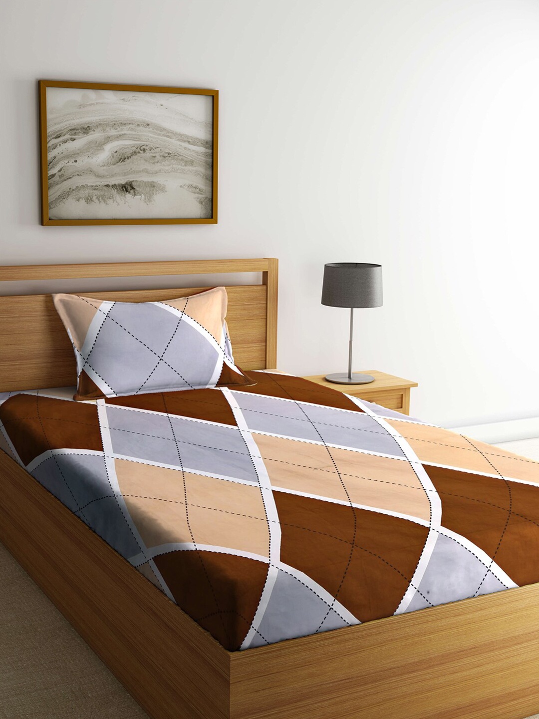 KLOTTHE Multicolour 300 TC Single Geometric Cotton Bedsheet with 1 Pillow Cover, Multi
KLOTTHE Multicolour 300 TC Single Geometric Cotton Bedsheet with 1 Pillow Cover, Multi