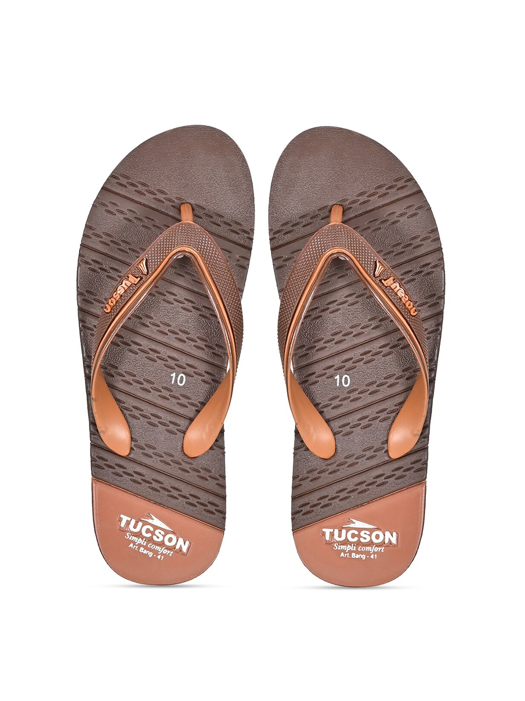 Tucson Men Coffee Brown & Camel Brown Printed Rubber Slip-On