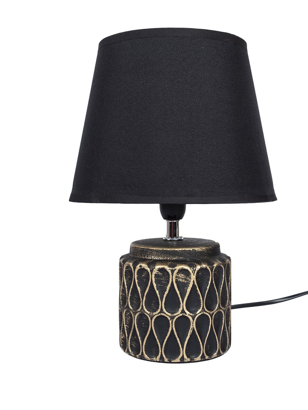 MARKET99 Black & Gold-Toned Frustum-Shaped Table Lamp