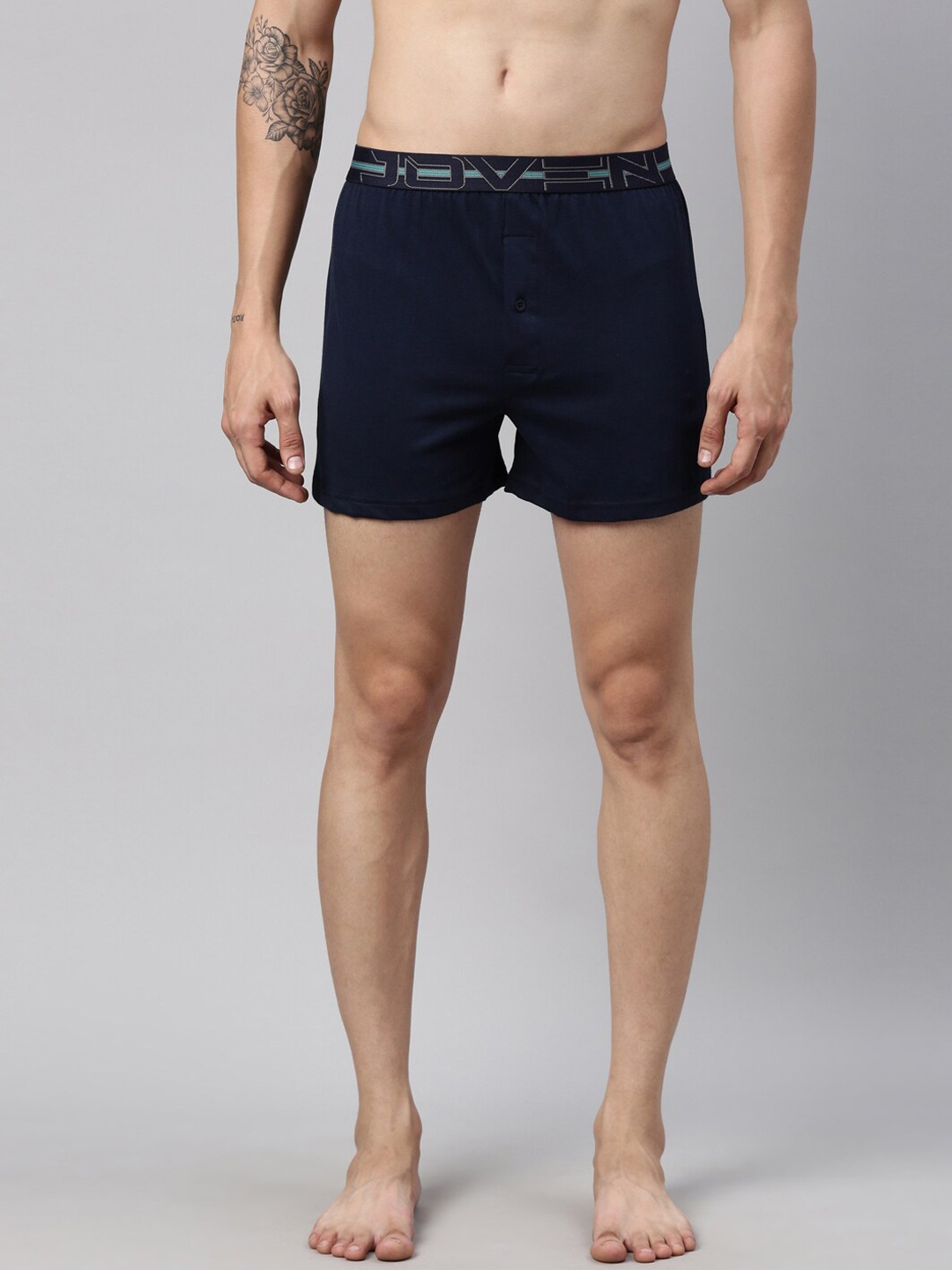 Joven Men Navy Blue Solid Pure Cotton Boxers JBKS-NV