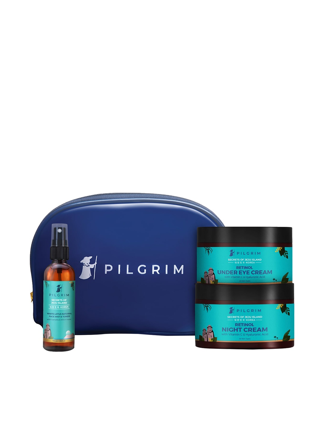 Pilgrim Set of Retinol Eye Cream 30g + Night Cream 50g + Face Toner 100ml with Vanity Bag, Teal
Pilgrim Set of Retinol Eye Cream 30g + Night Cream 50g + Face Toner 100ml with Vanity Bag, Teal
