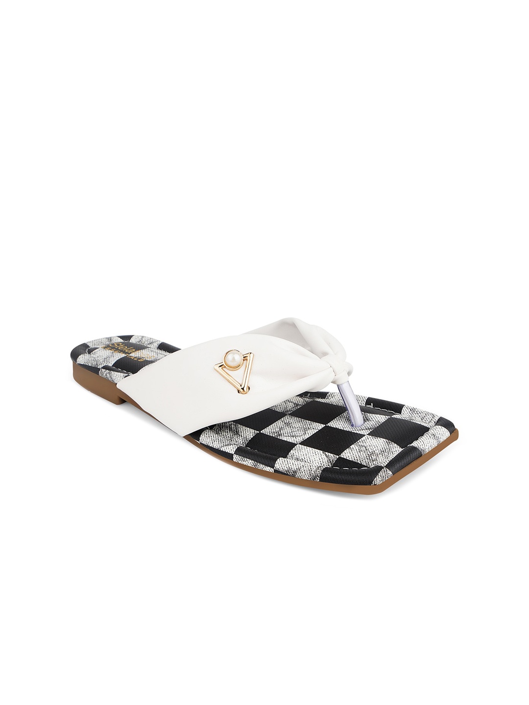 Stelatoes Women White T-Strap Flats