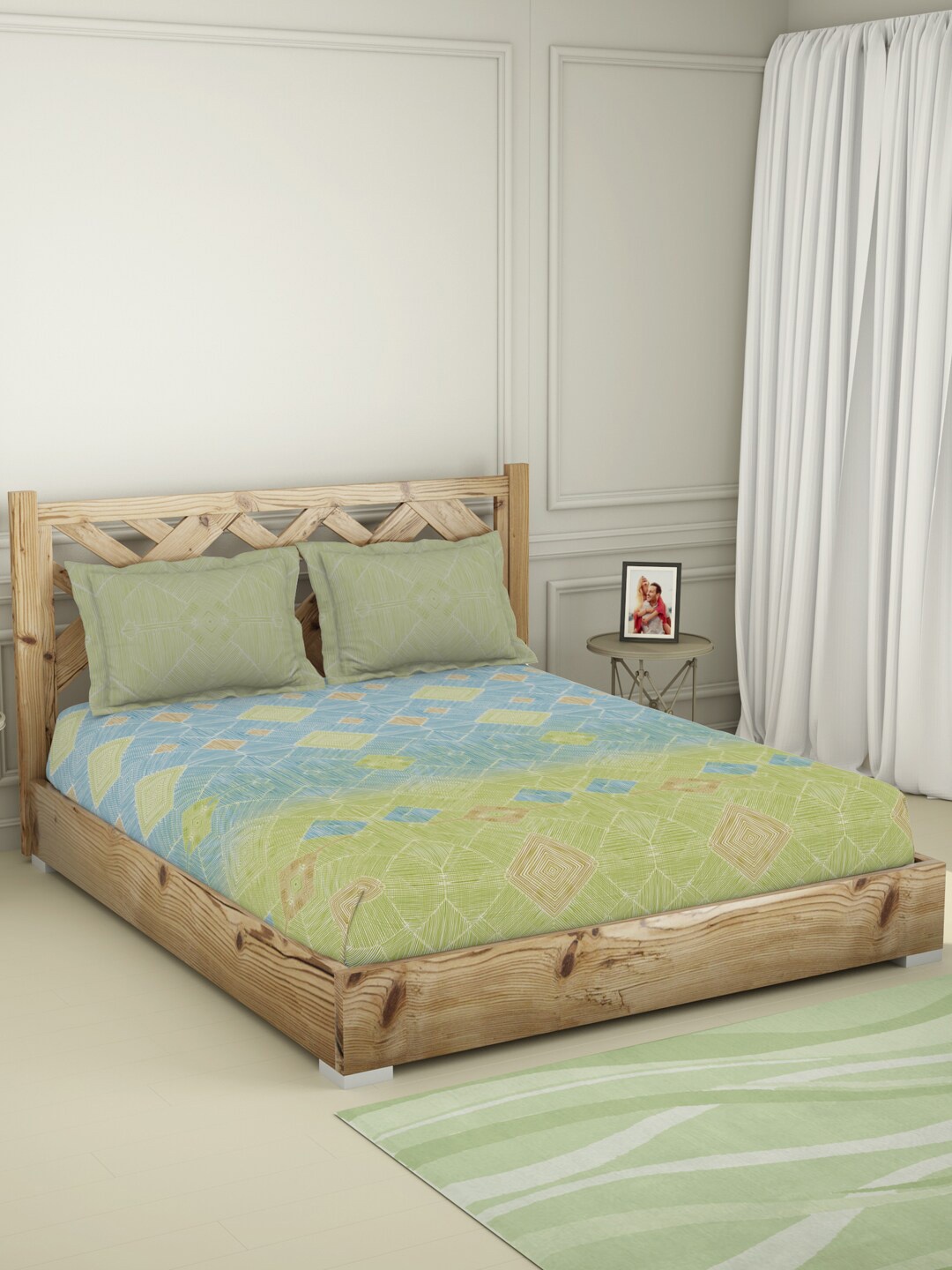 SPACES Green & Blue BLOCKBUSTER PLUS 210 TC Queen Cotton Bedsheet with 2 Pillow Covers
SPACES Green & Blue BLOCKBUSTER PLUS 210 TC Queen Cotton Bedsheet with 2 Pillow Covers
