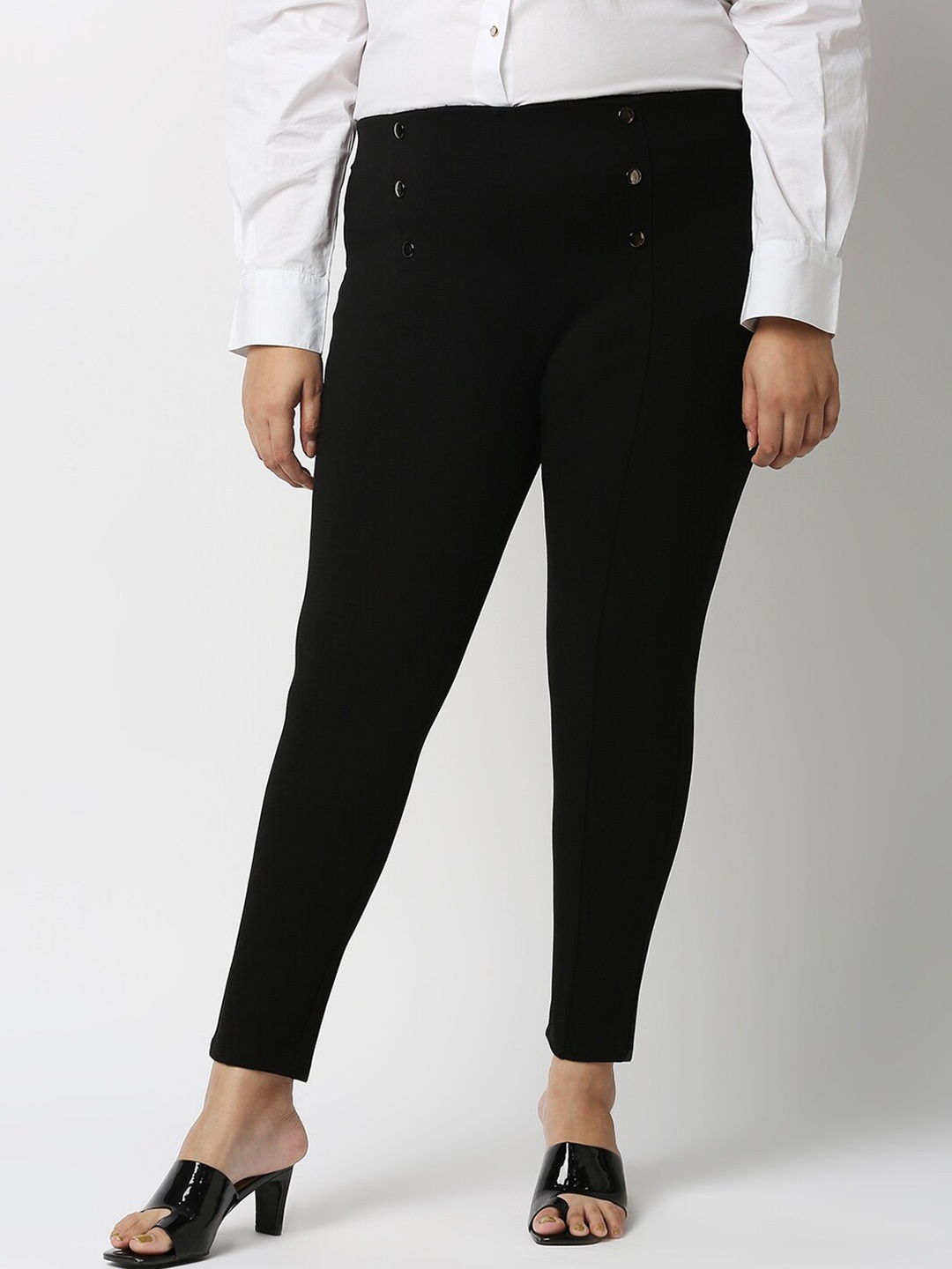 20Dresses Women Plus Size Black Solid Skinny Fit Jeggings