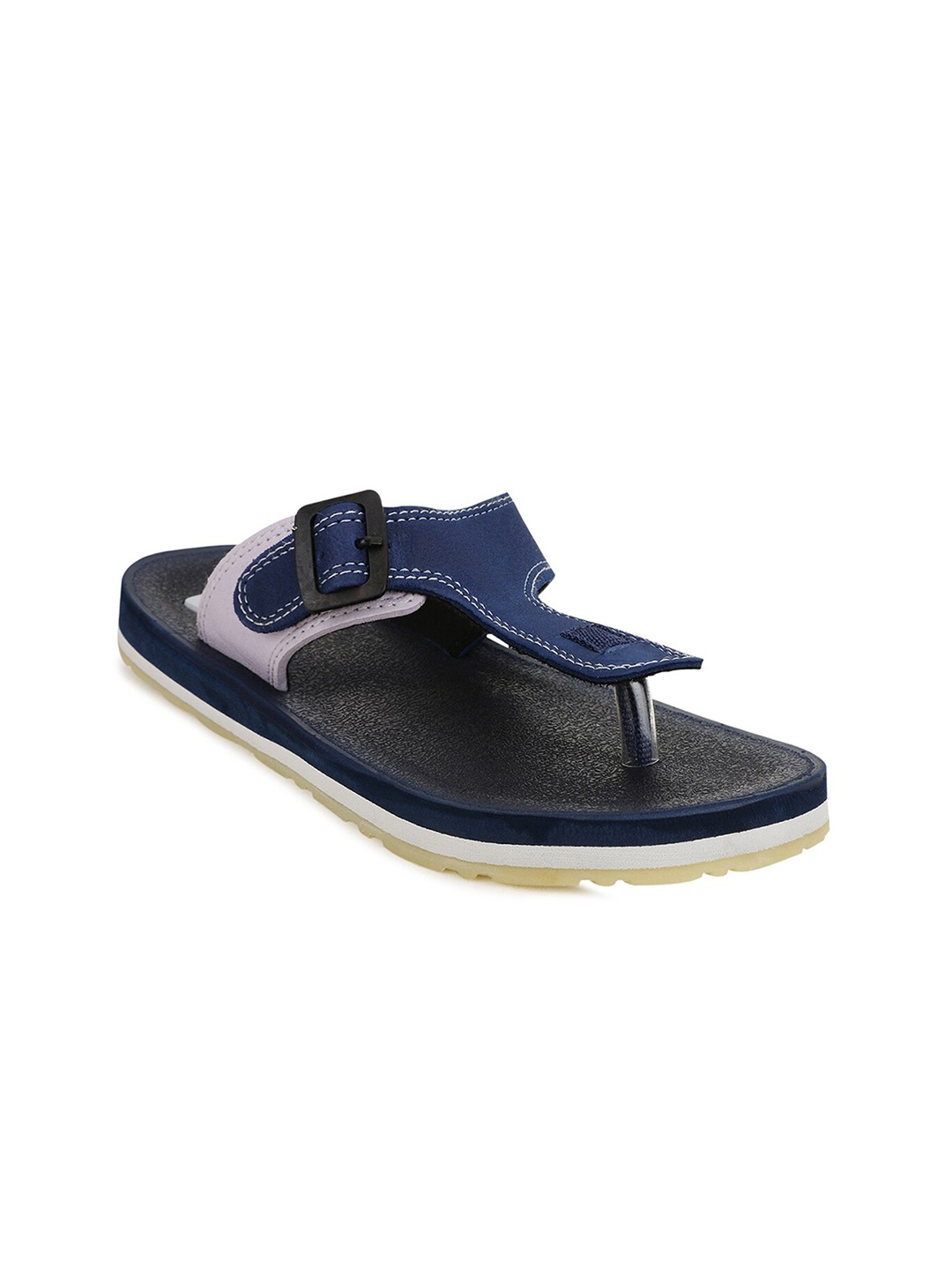 Campus Men Navy Blue & Black Thong Flip-Flops