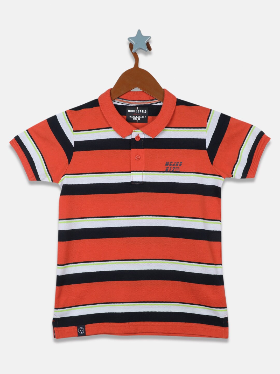 Monte Carlo Boys Rust Striped Polo Collar T-shirt