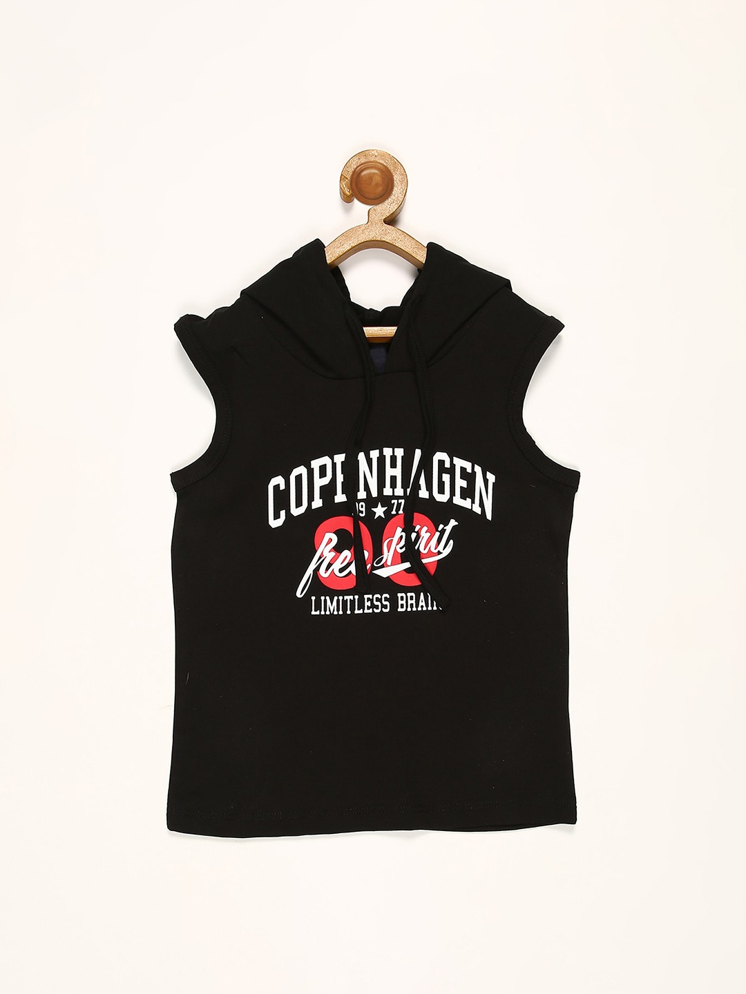 V2 Value & Variety Boys Black Typography Printed Applique T-shirt