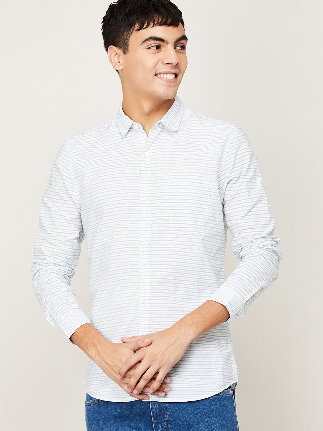 Fame Forever by Lifestyle Men Blue & White Slim Fit Horizontal Stripes Cotton Casual Shirt
Fame Forever by Lifestyle Men Blue & White Slim Fit Horizontal Stripes Cotton Casual Shirt