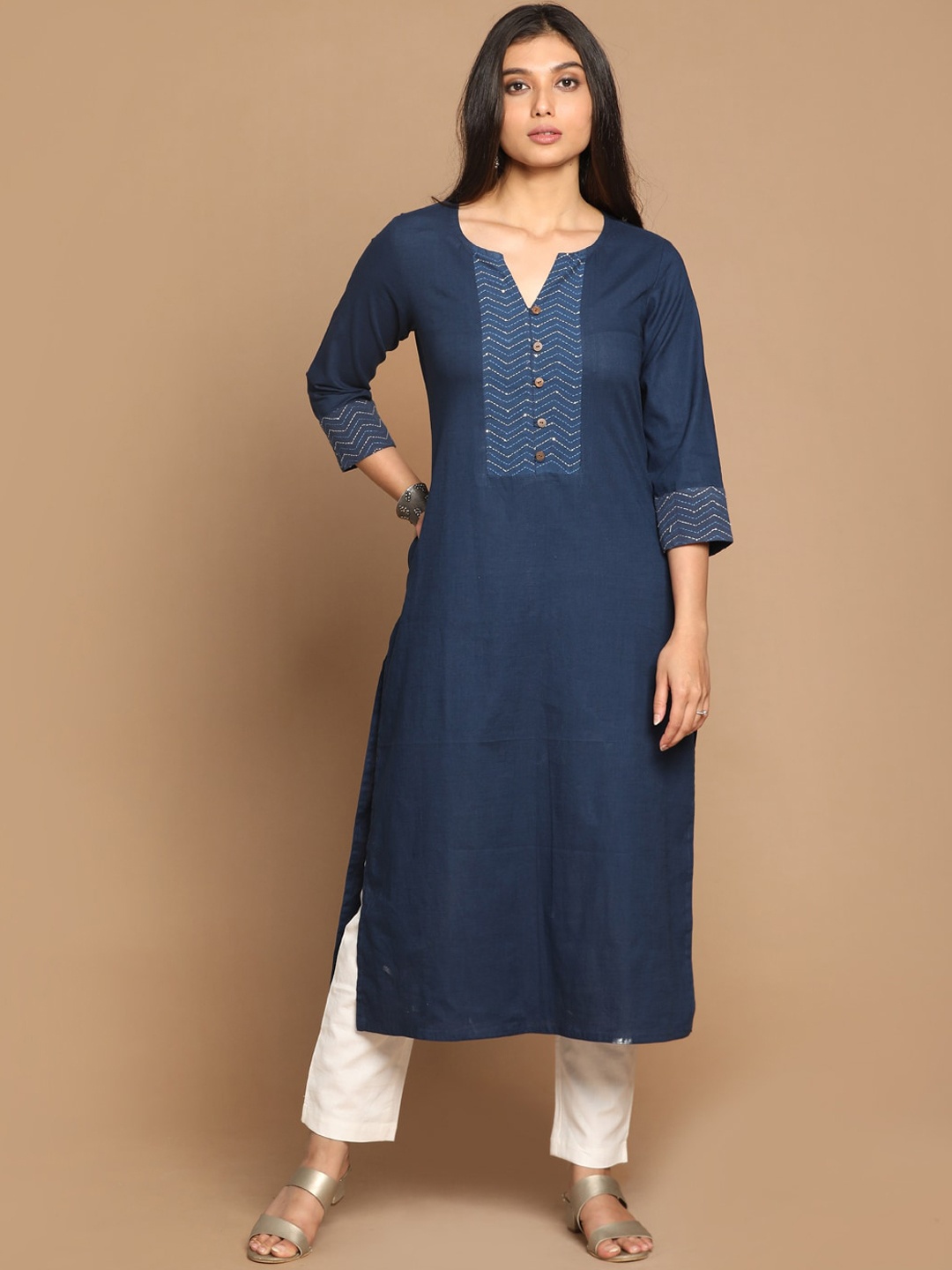 Earthwear Women Navy Blue Indigo Pure cotton Straight Kurta with Zig Zag Hand Embroidery
Earthwear Women Navy Blue Indigo Pure cotton Straight Kurta with Zig Zag Hand Embroidery