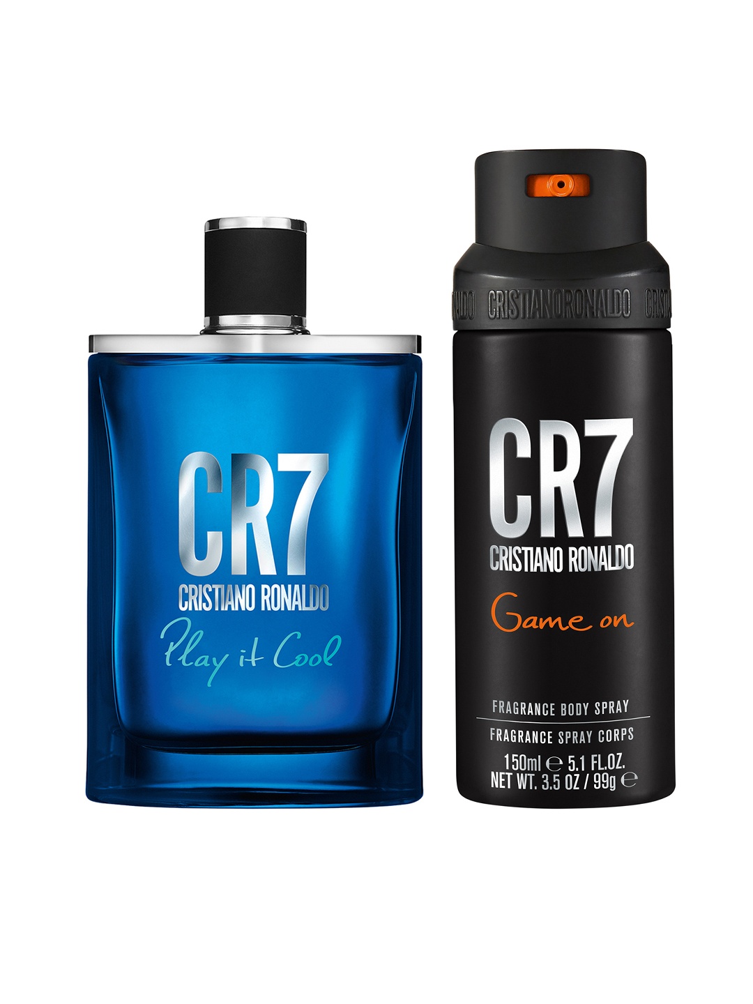 CRISTIANO RONALDO Men Set of Game On Fragrance Body Spray 150 ml & Play it Cool EDT 100 ml, Blue
CRISTIANO RONALDO Men Set of Game On Fragrance Body Spray 150 ml & Play it Cool EDT 100 ml, Blue