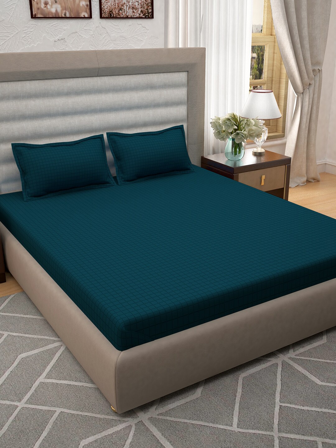 Story@home Blue & Black Geometric 400 TC 100% Cotton King Bedsheet with 2 Pillow Covers
Story@home Blue & Black Geometric 400 TC 100% Cotton King Bedsheet with 2 Pillow Covers
