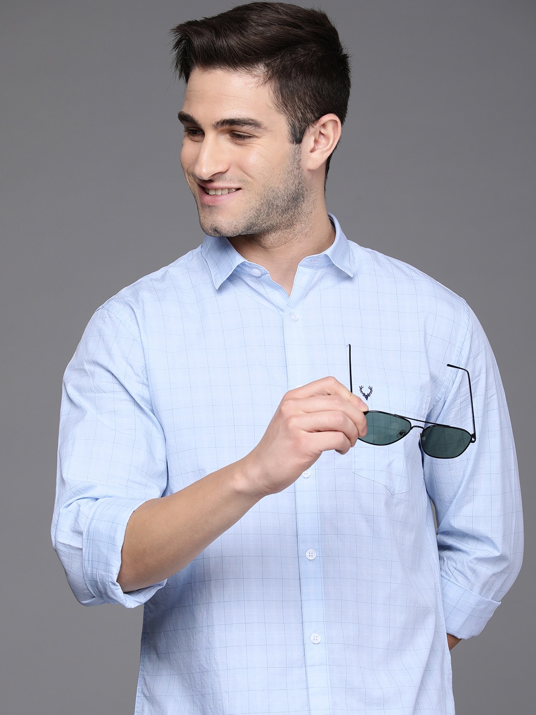 Allen Solly Men Blue Checked Casual Shirt