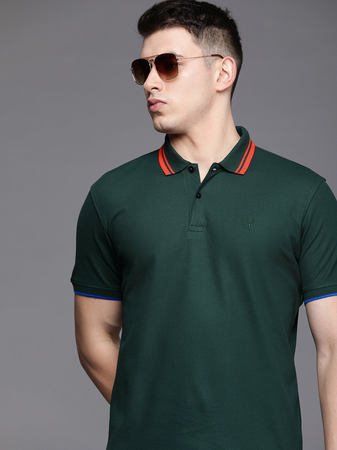 Allen Solly Men Green Solid Polo Collar Pure Cotton T-shirt
Allen Solly Men Green Solid Polo Collar Pure Cotton T-shirt