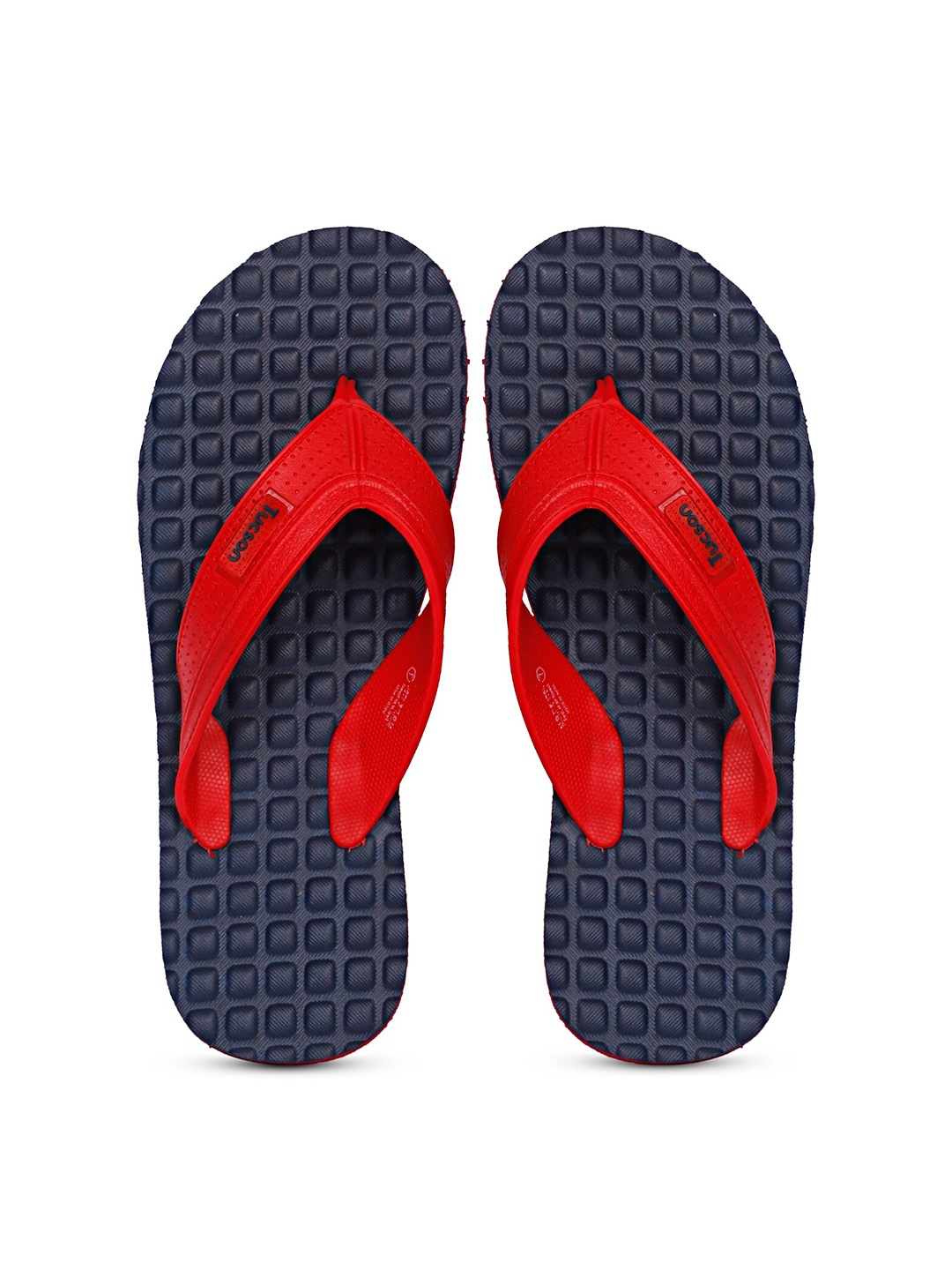 Tucson Men Red & Navy Blue Textured Rubber Slip-On