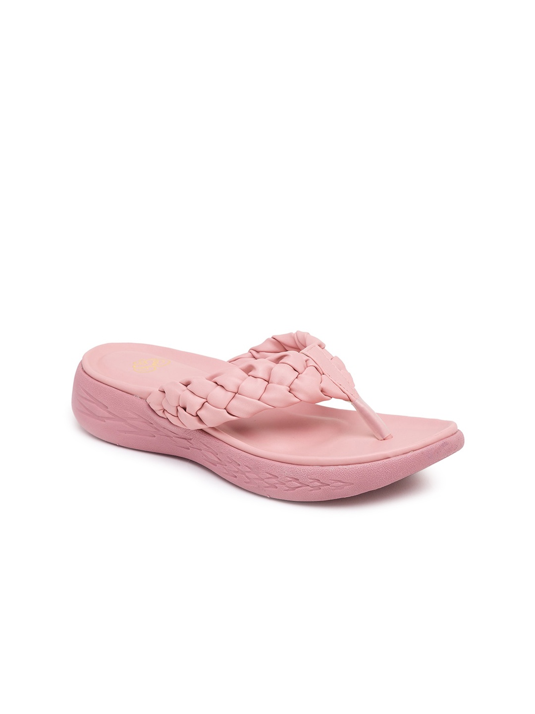Sole To Soul Pink Woven Design Comfort Heels