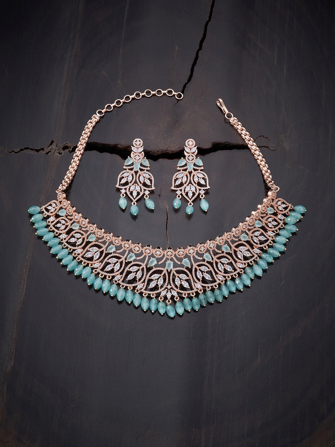 Kushal's Fashion Jewellery Sea Green Gold-Plated Cubic Zirconia Studded Choker Necklace Set
Kushal's Fashion Jewellery Sea Green Gold-Plated Cubic Zirconia Studded Choker Necklace Set