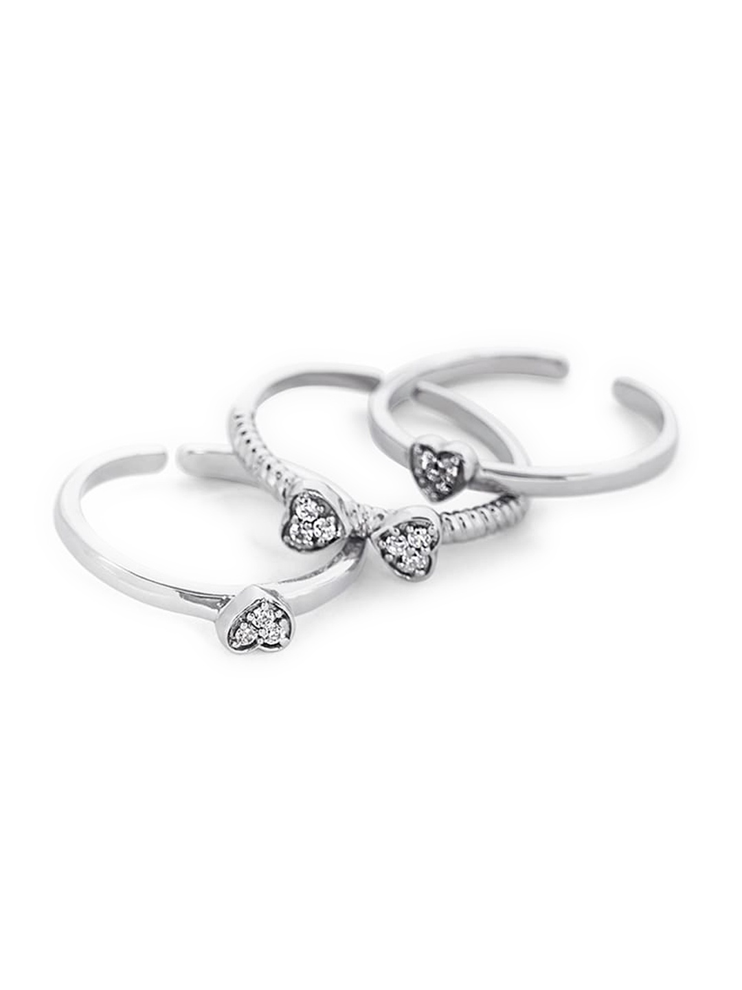 March by FableStreet Set of 3 925 Sterling Silver Rhodium-Plated Heart Zircon Finger Ring
March by FableStreet Set of 3 925 Sterling Silver Rhodium-Plated Heart Zircon Finger Ring