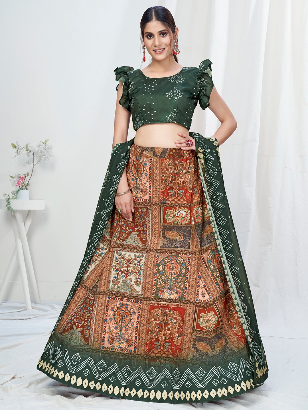 WHITE FIRE Brown & White Printed Semi-Stitched Lehenga & Unstitched Blouse With Dupatta
WHITE FIRE Brown & White Printed Semi-Stitched Lehenga & Unstitched Blouse With Dupatta