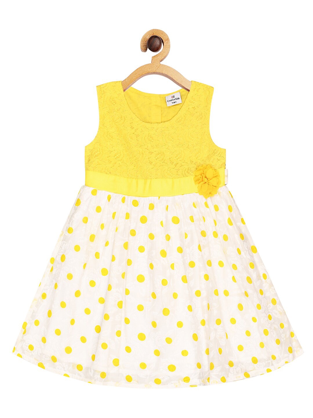 Creative Kids Yellow Georgette A-Line Dress