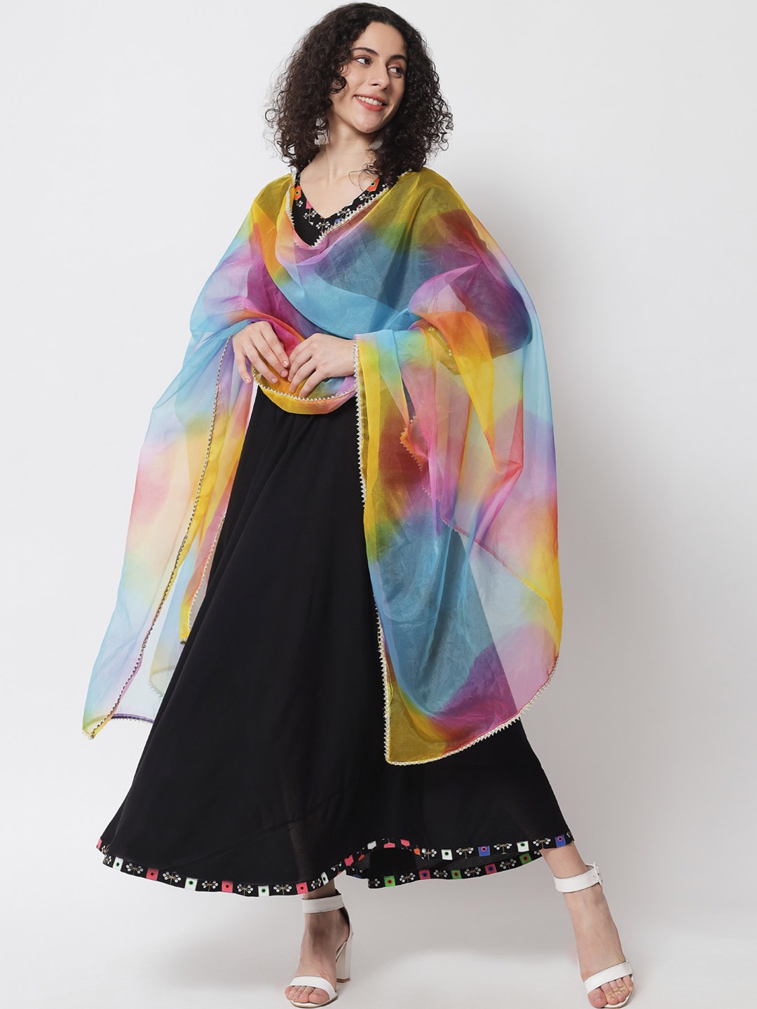 Meeranshi Black Colourblocked Maxi Dress