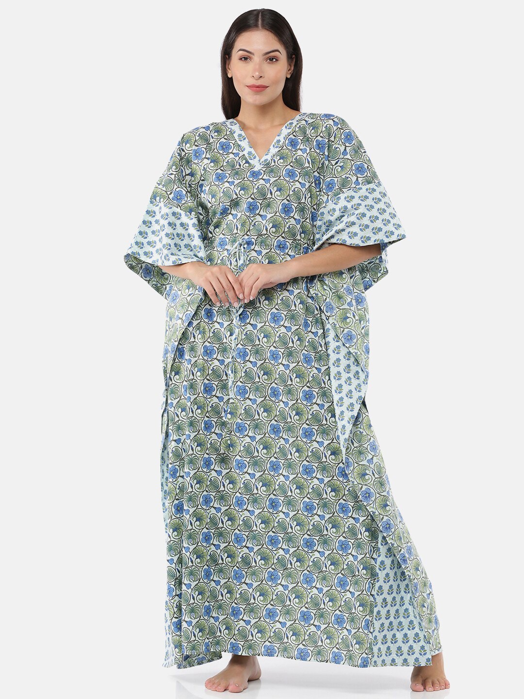 9shines Label Blue Printed Maxi Nightdress